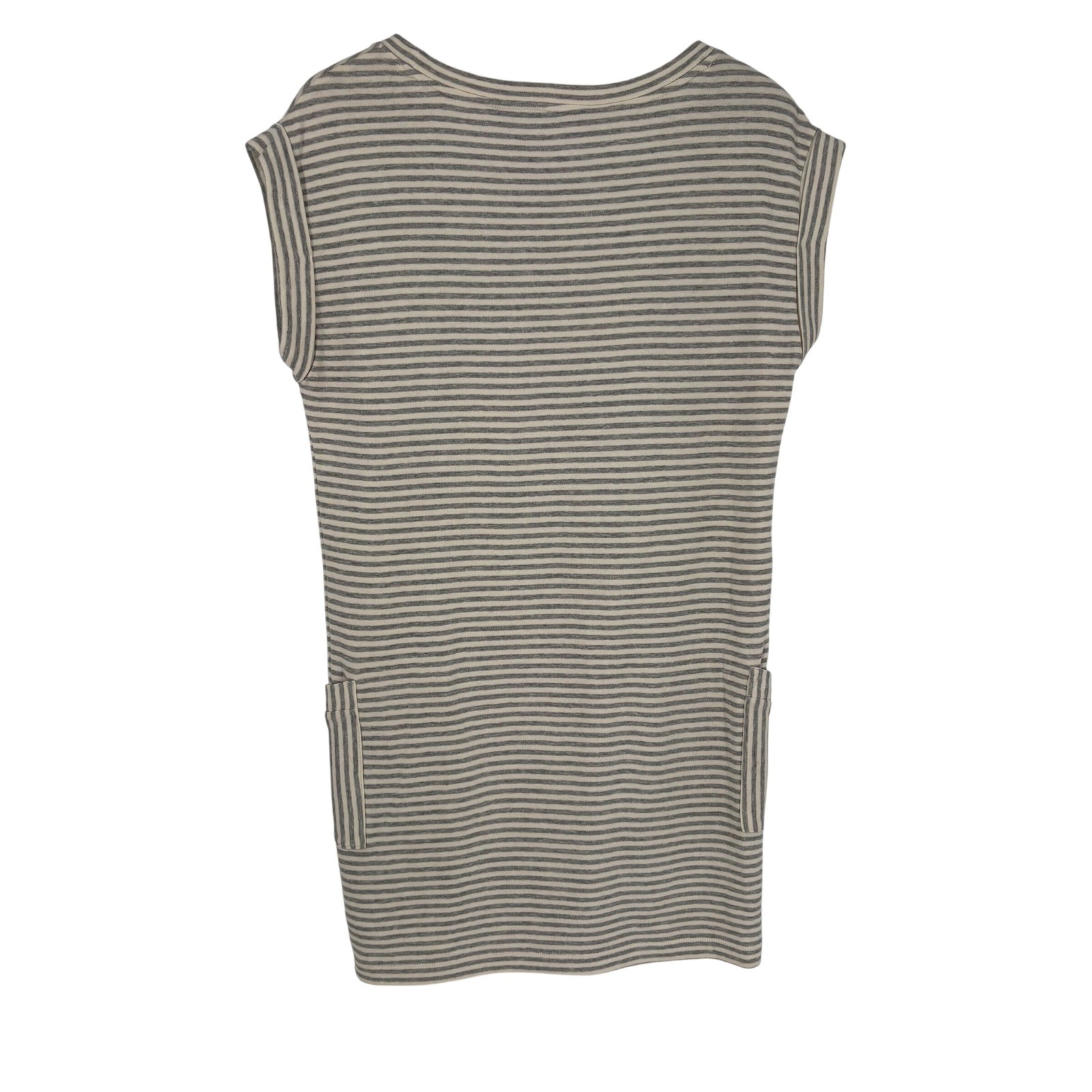 Athleta Womens Ease Up T-Shirt Mini Dress Size XS Grey White Stripe Pocket
