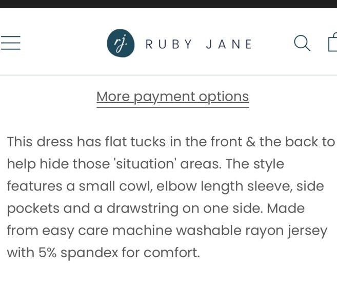 Ruby Jane Chloe Jersey Dress Sz L Pockets Fiji Blue Cowl Lagenlook USA Excellent