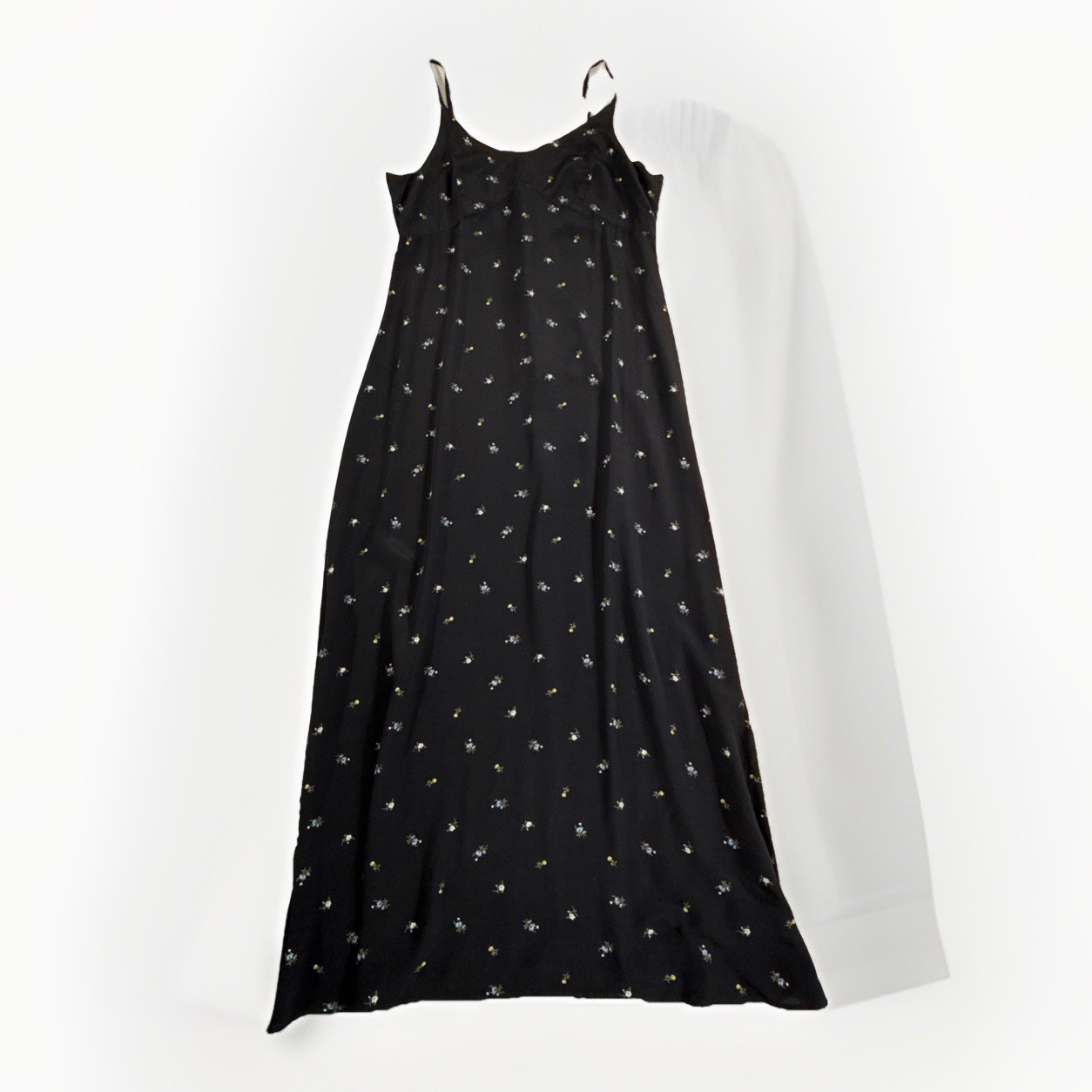 GAP Slip dress spaghetti strap sun Dress Black Small Flower Y2K cami cut Size 10