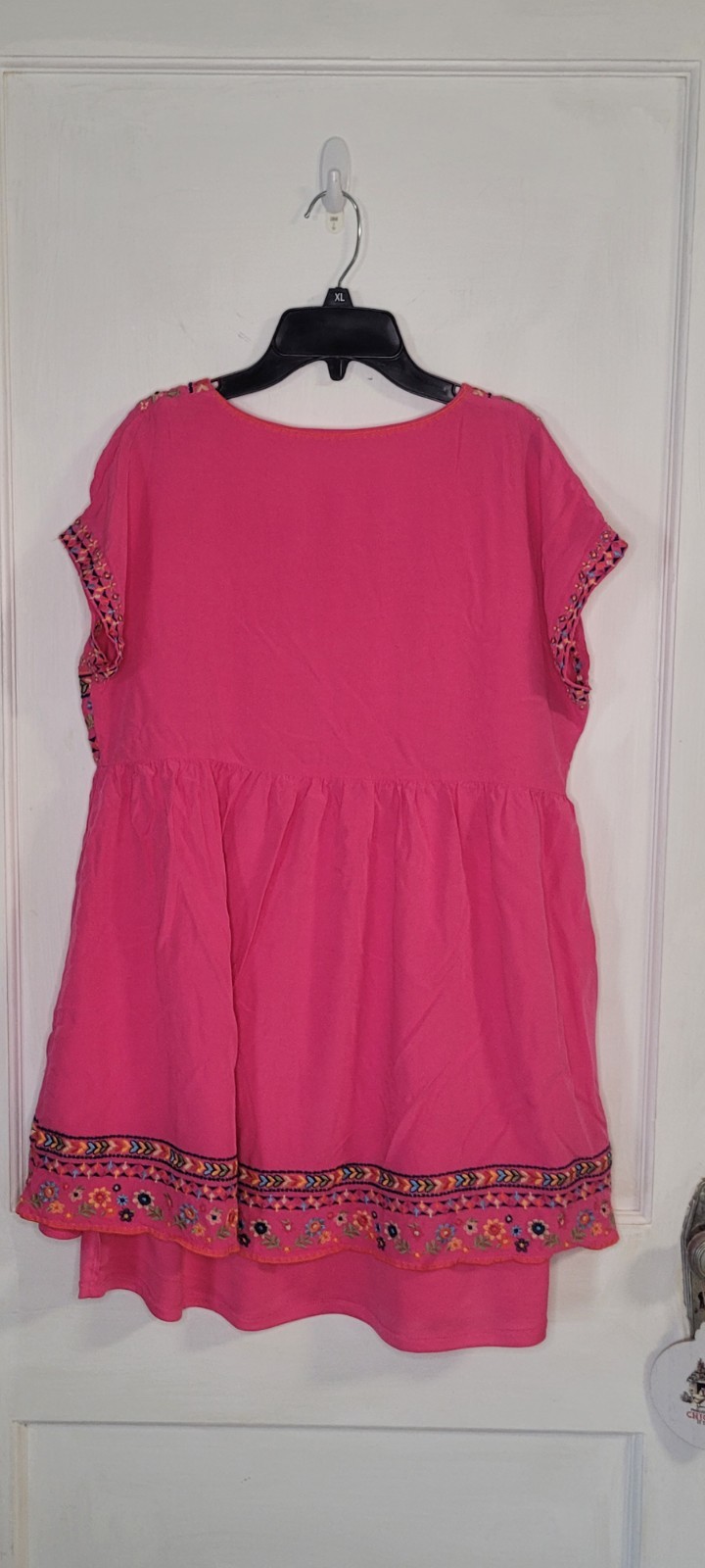 Savanna Jane Womens Pink V-neck Floral Embroidered Dress Size Small