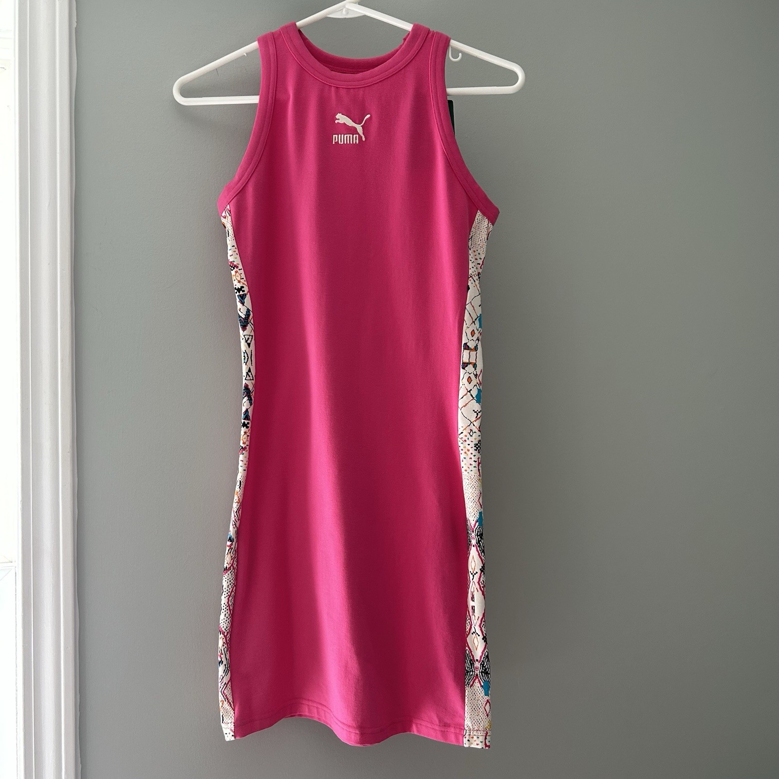 PUMA Iconic T7 Fitted Tank T-Shirt Dress Women’s Pink NEW Size Small