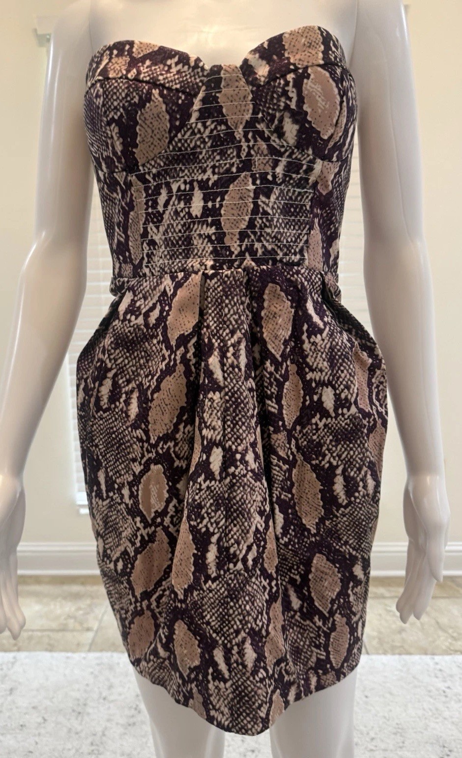 Forever Unique Vintage Bandeau Python Tulip Mini Dress Size12