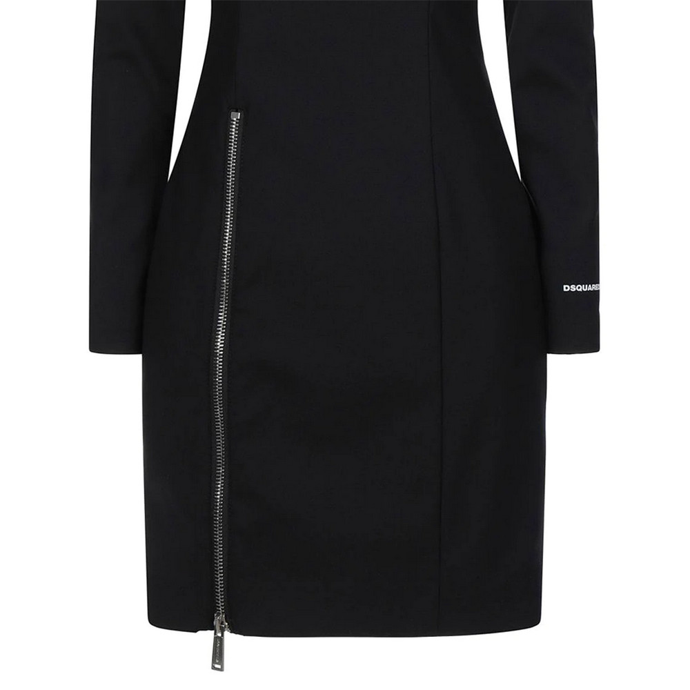 DSQUARED2 Pencil Dress Bodycon Zip Split Logo Mini Black Size 42 – RP £878.00