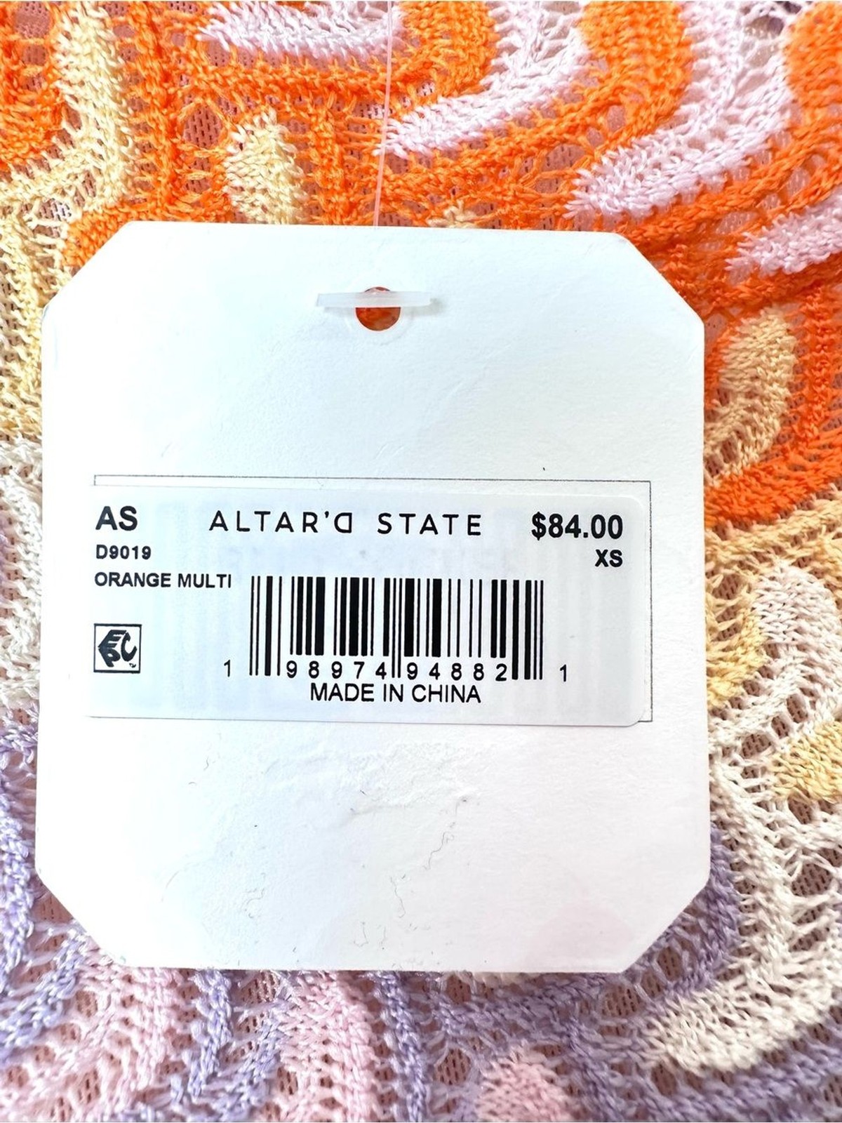 Altar’d State One-Shoulder Mini Dress in Crochet Bright Stripes Size XS