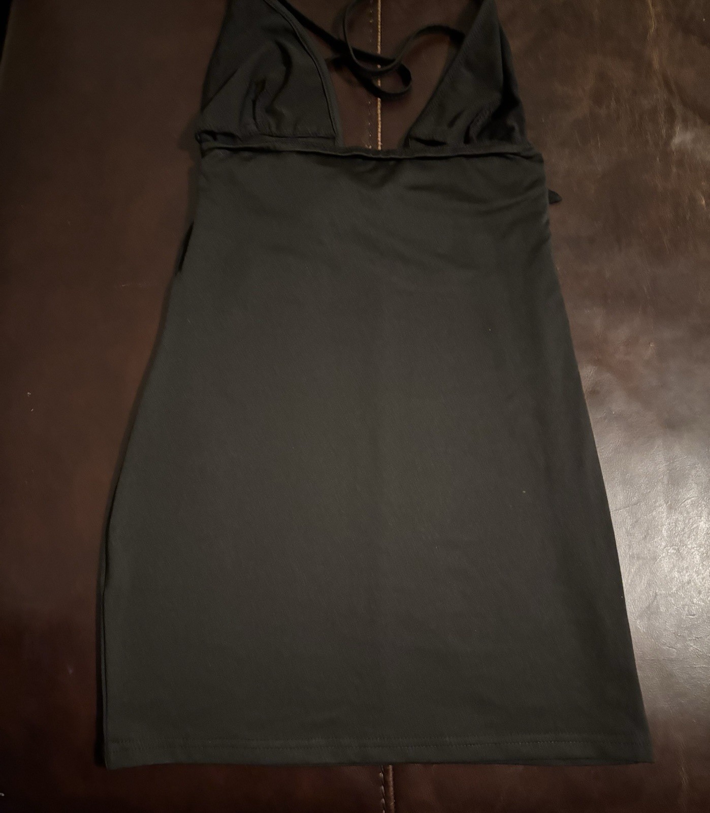 Basic Black Tie Neck Halter Mini Dress With Buckle Size Small