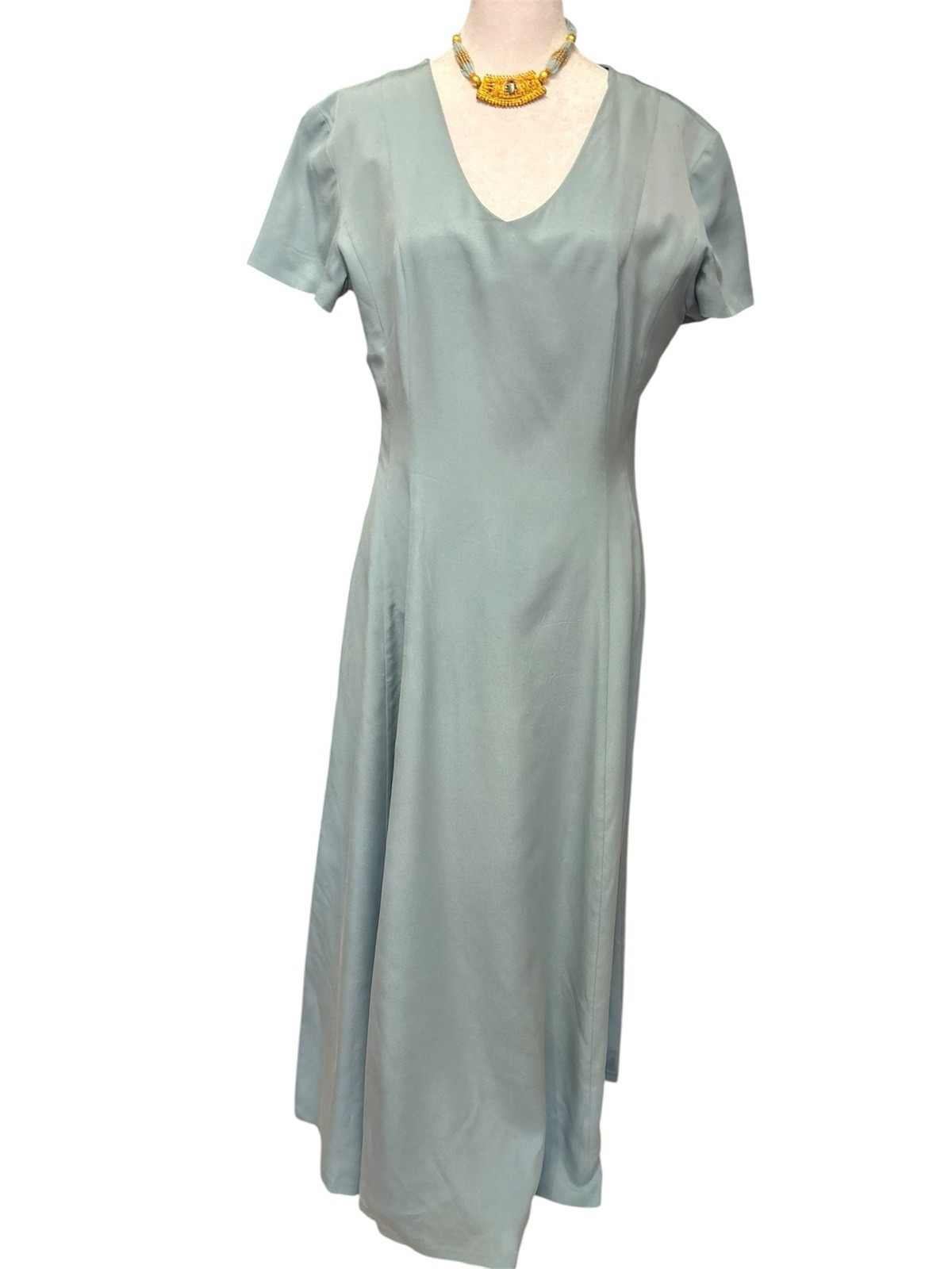 Laura Ashley 100% Silk Maxi Dress – Duck Egg Blue | UK 12 / US 8