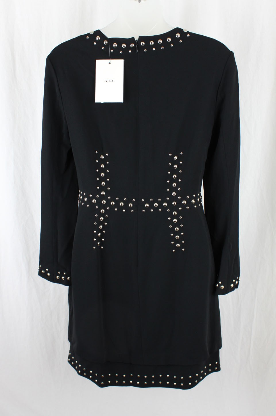 A.L.C. NWT Women’s Black Madison Studded Long Sleeve Mini Dress Size 4