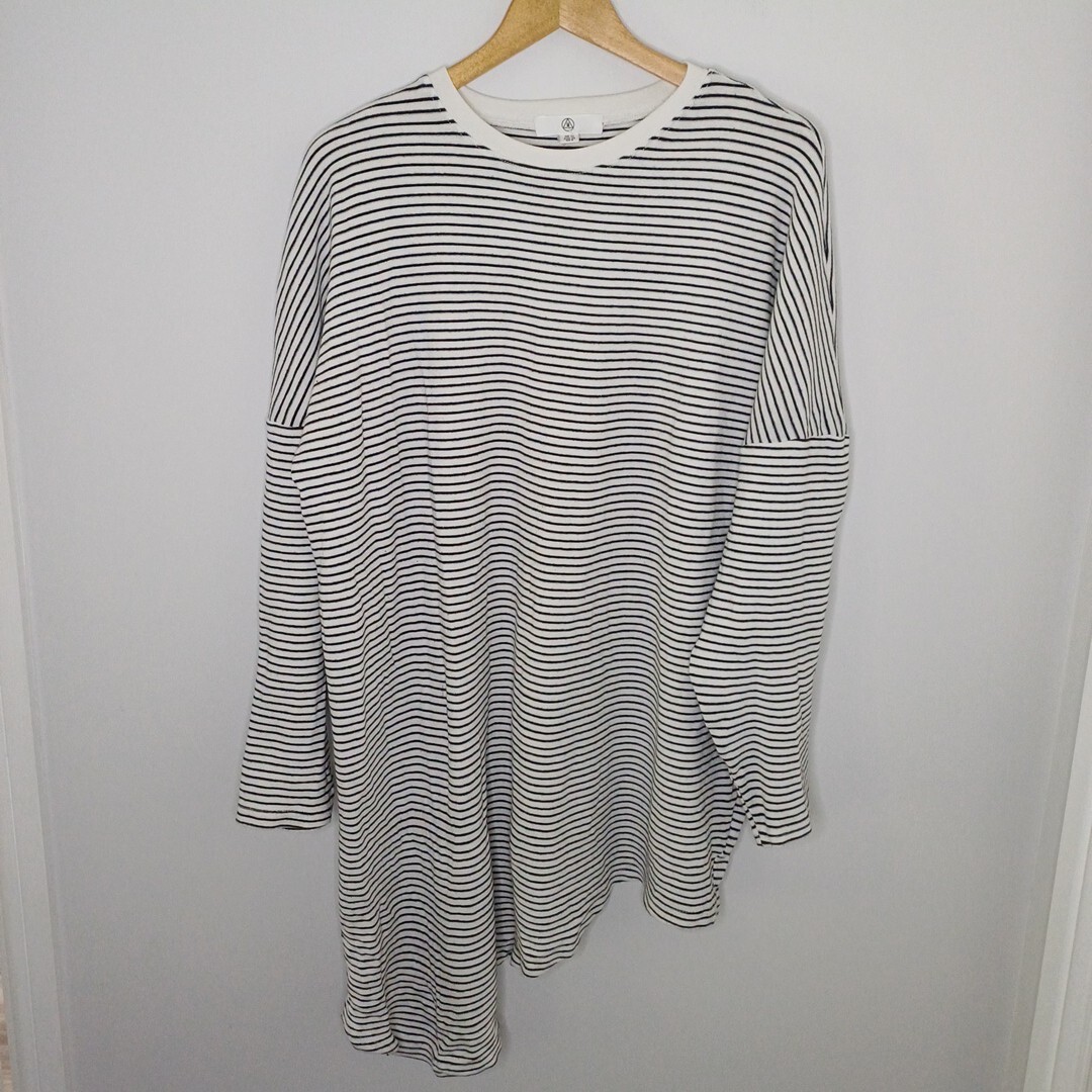 10 striped jumper dress Black White Stripe Oversized Assymetric size uk 10
