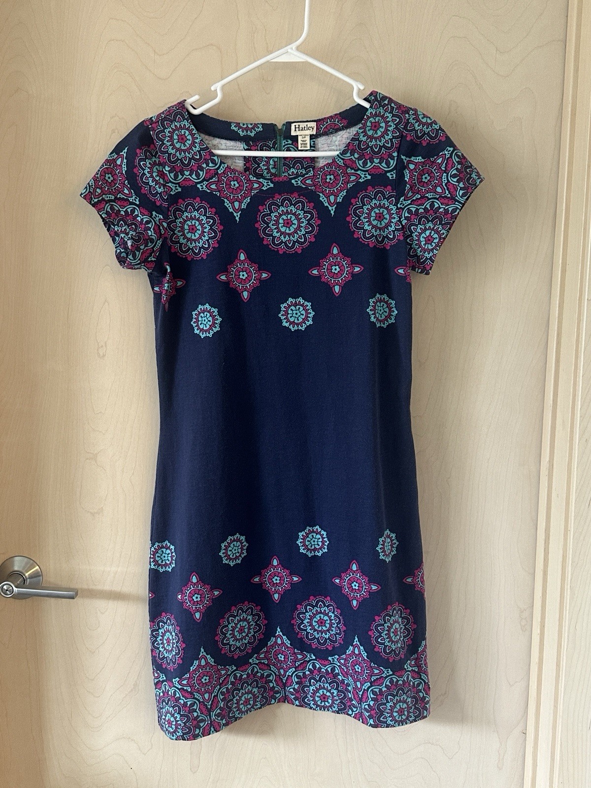 Hatley Short Sleeve Cotton Boho Chic Navy Dress Size Small