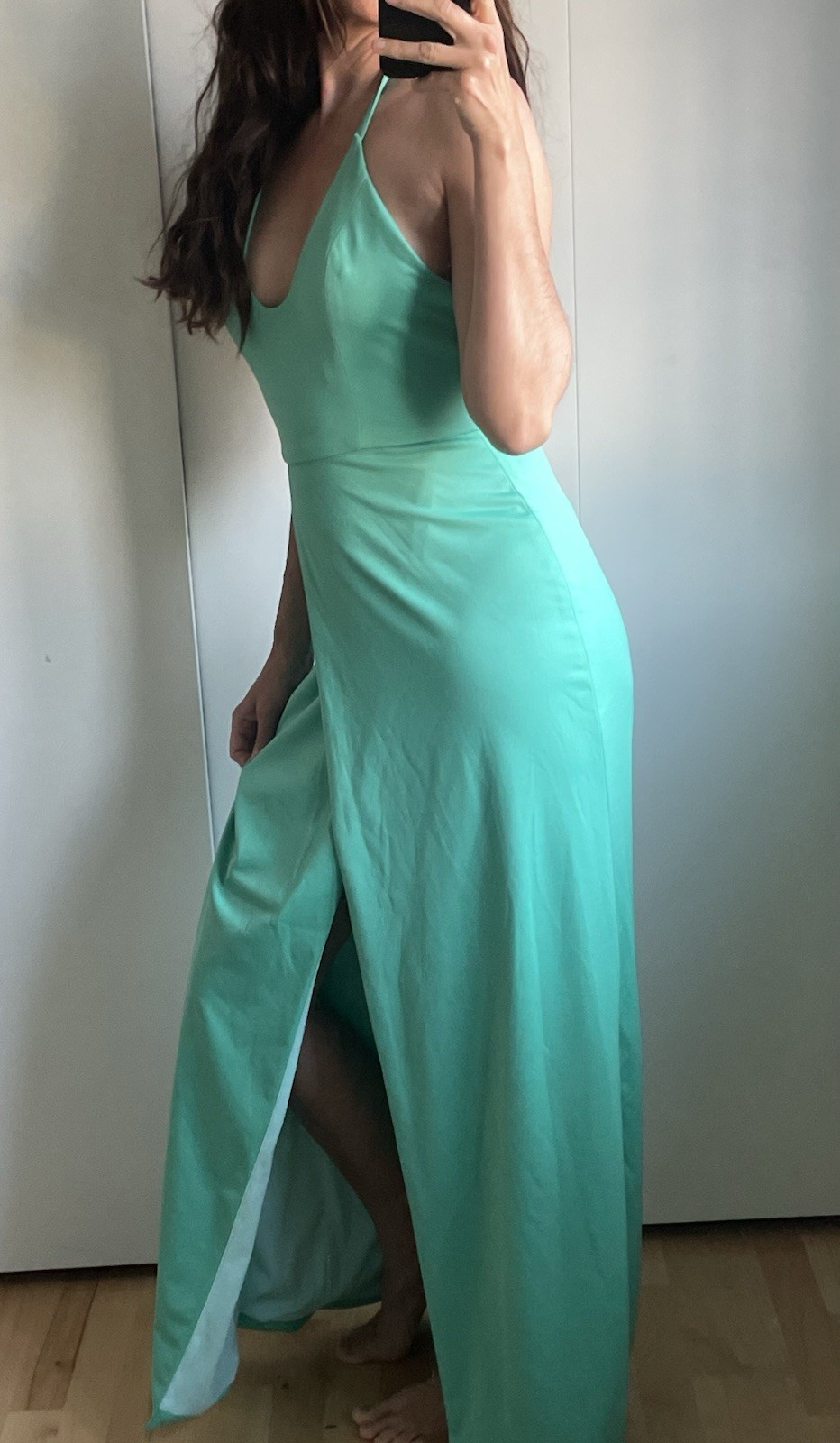 AqAq Halterneck Dress Maxi Heavy Lined open low back Size 10