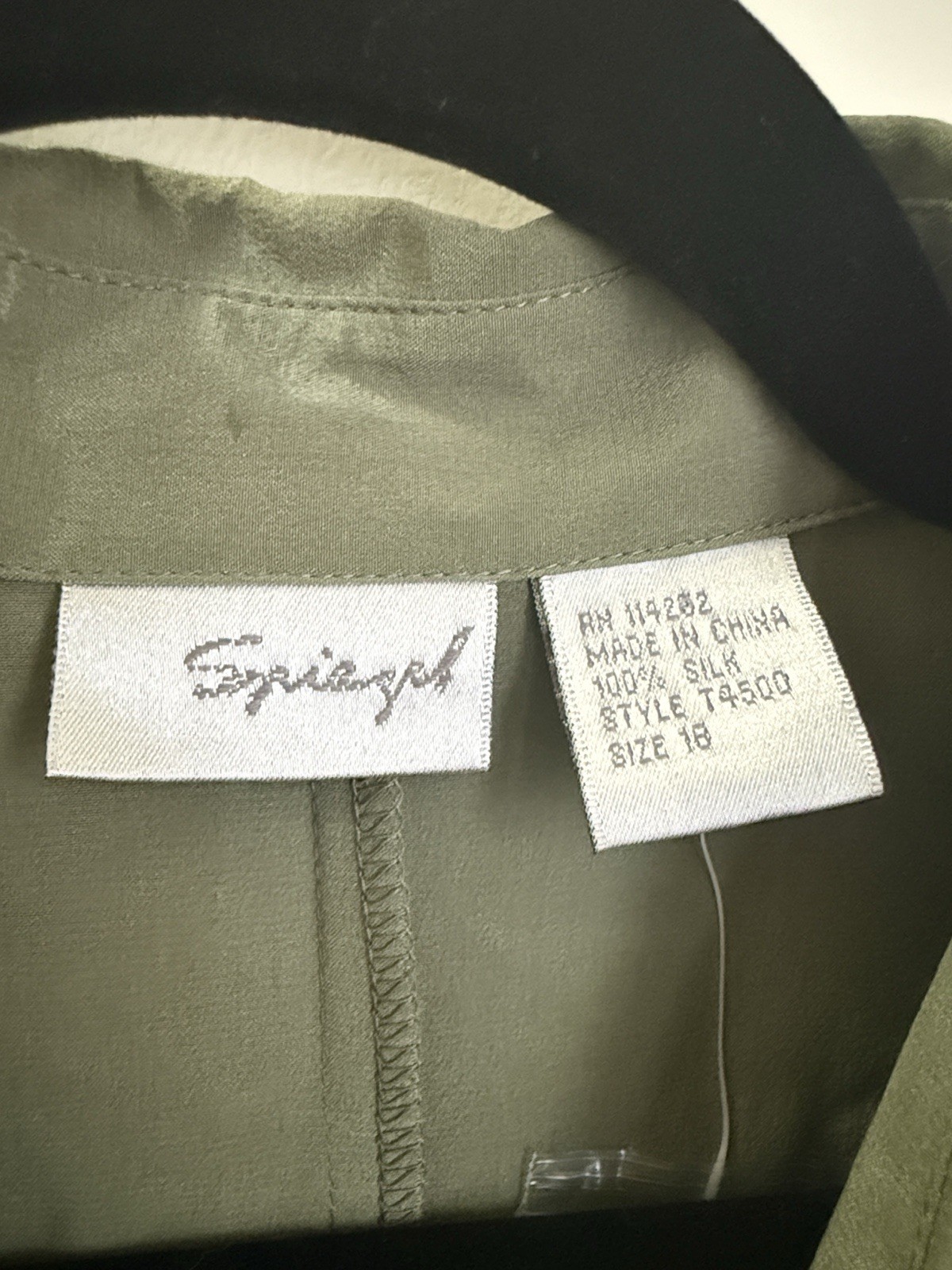 Spiegel Green Silk Solid Collared Button-Front Shirt Dress Long Sleeve Midi 16