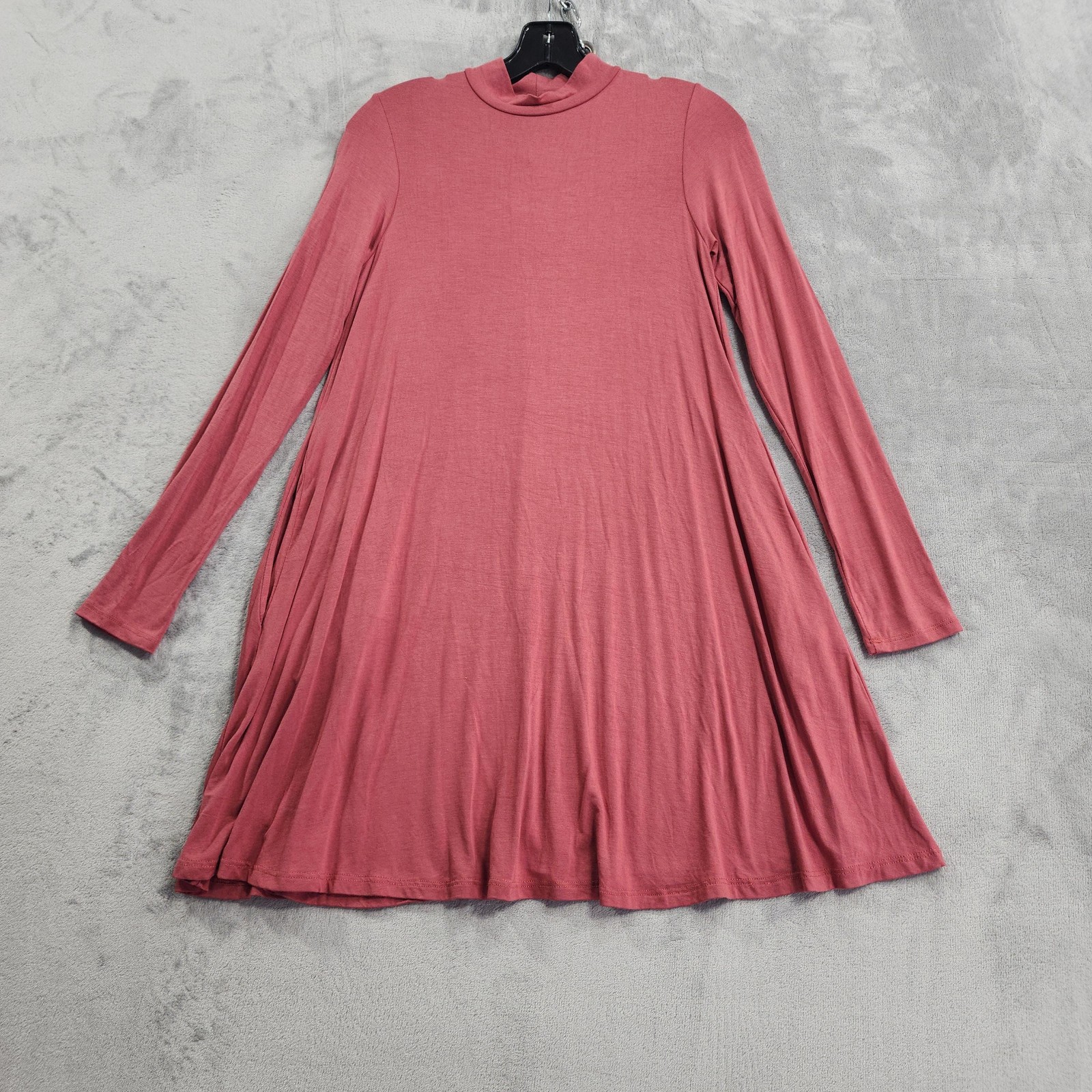 NEW Agnes & Dora Dress Womens XS Pink Coral Mock Neck Swing Trapeze Pockets Soft