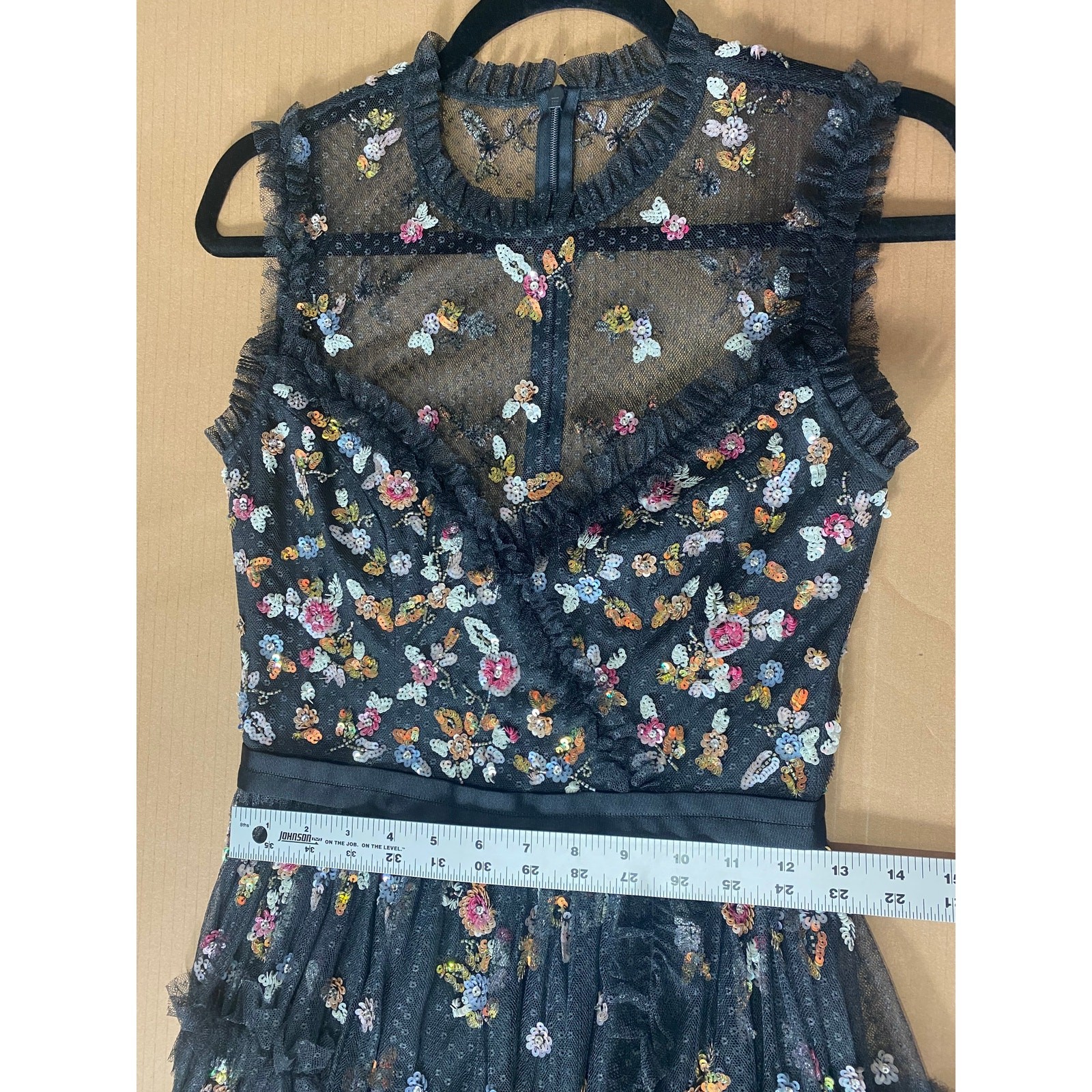 NEEDLE & THREAD DRESS 2 WEDDING GUEST MIDI SEQUIN FLORAL RUFFLE FORMAL BALLERINA