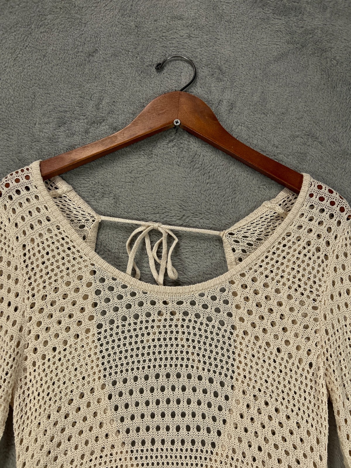NWT Blooming Jelly Womens Size XL Beige Boho Crochet Dress Swim Cover Up Dress