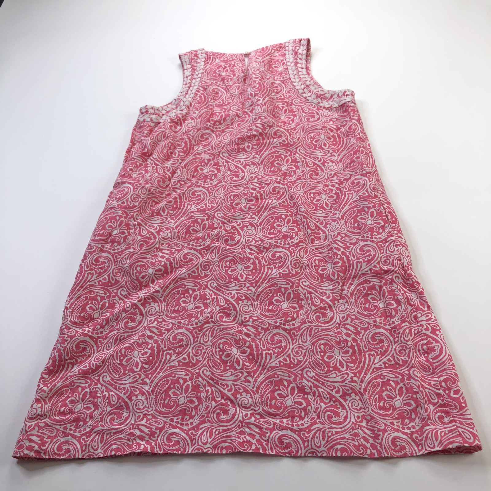 J McLaughlin 100% Linen Medium Above Knee Dress Abstract All Over Print Pink Red
