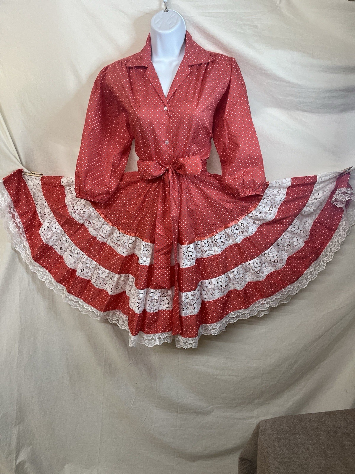 Vintage Dress S Circle Square Dance Rockabilly Cottage Prairie Swing Western USA