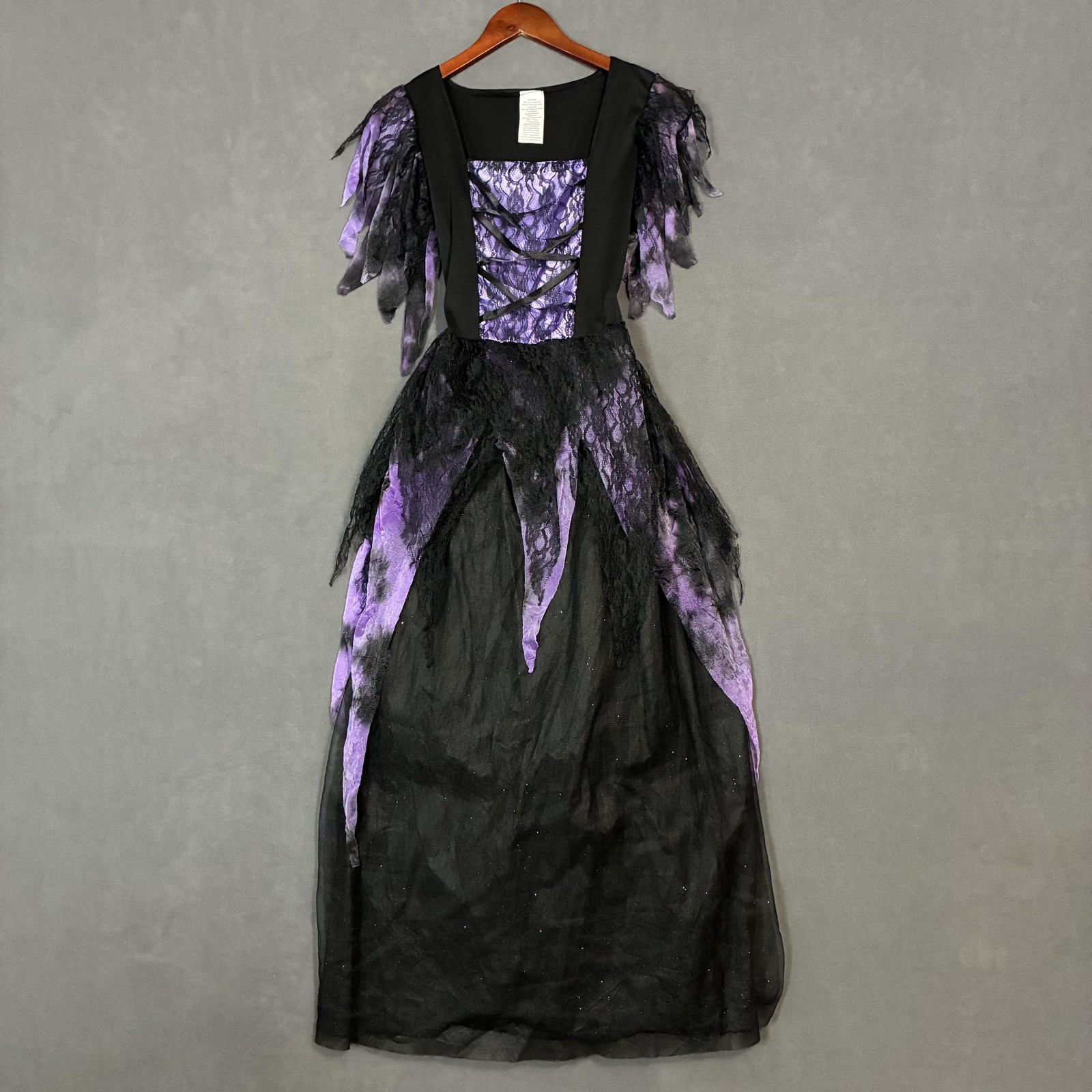 Fun World Dress Womens XL 14-16 Black Purple Witch Maxi Tulle Halloween Gothic