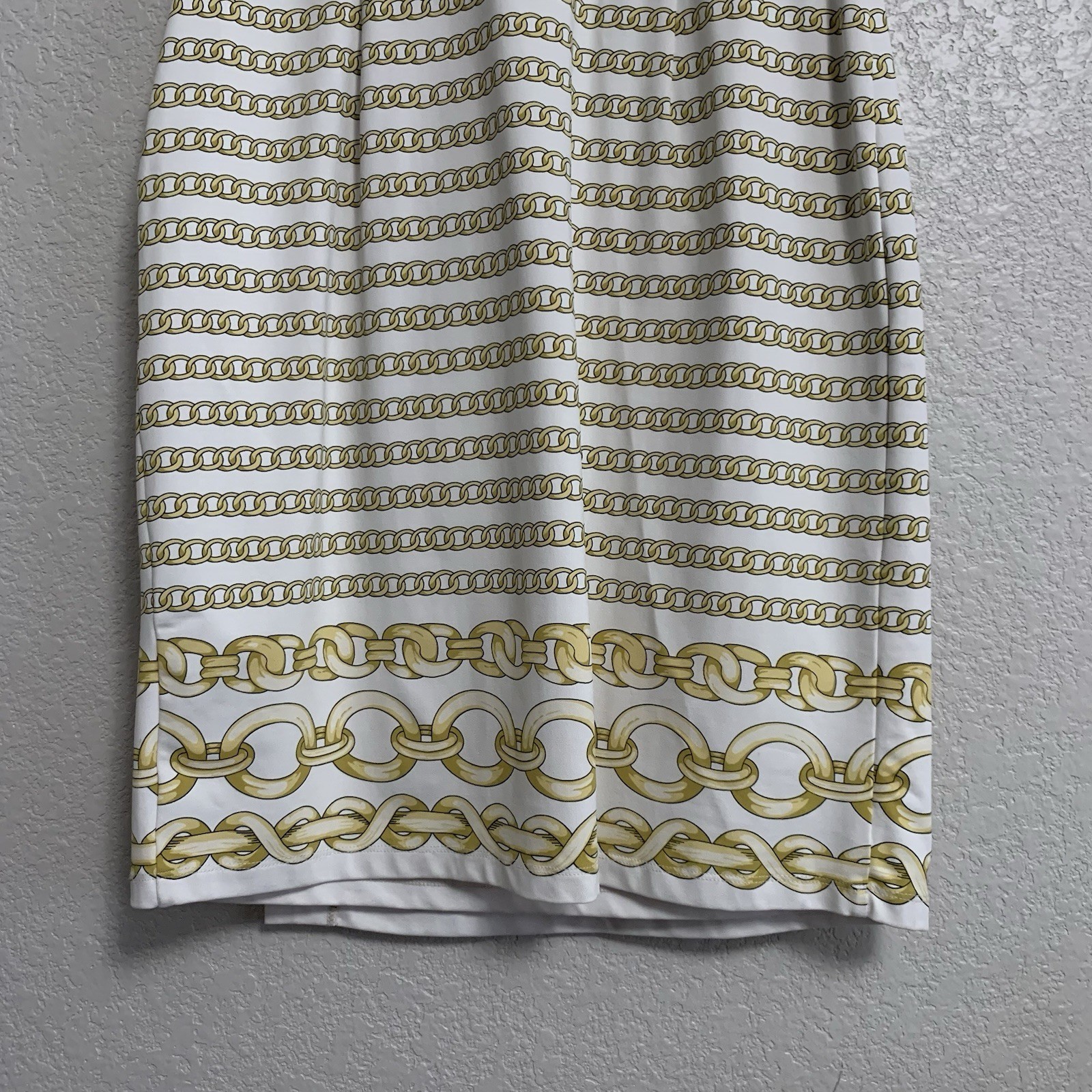J McLaughlin Dress Womens M Brea Catalina Cloth Faux Wrap Gold Optic Link Preppy