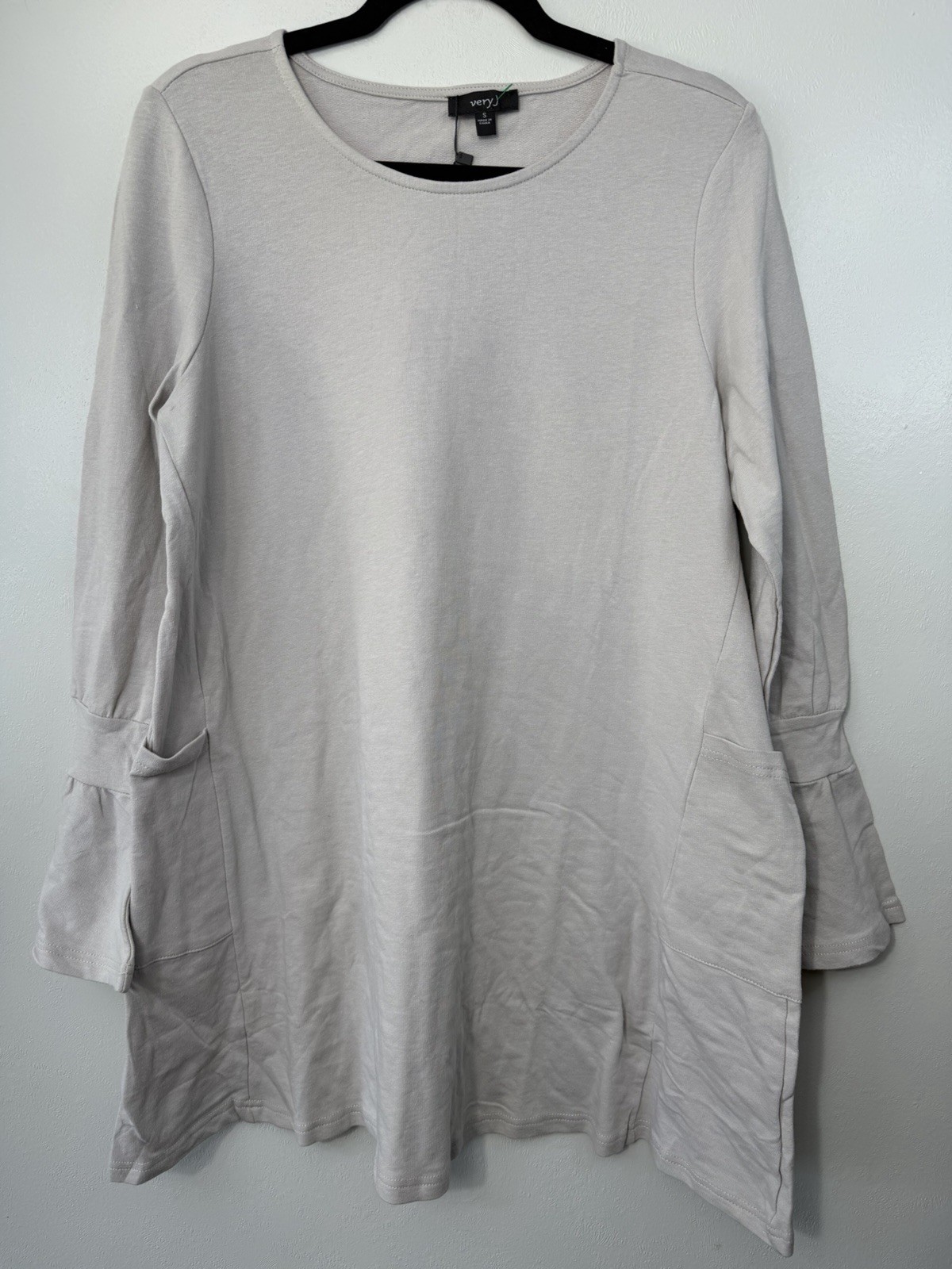 NWT Grey Tunic Or Minidress W Ruffled Cuffs Size S