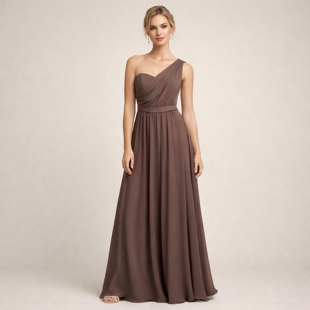 Alfred Angelo Mocha Chiffon Bridesmaid/Prom Dress Size 10 Mocha 7243
