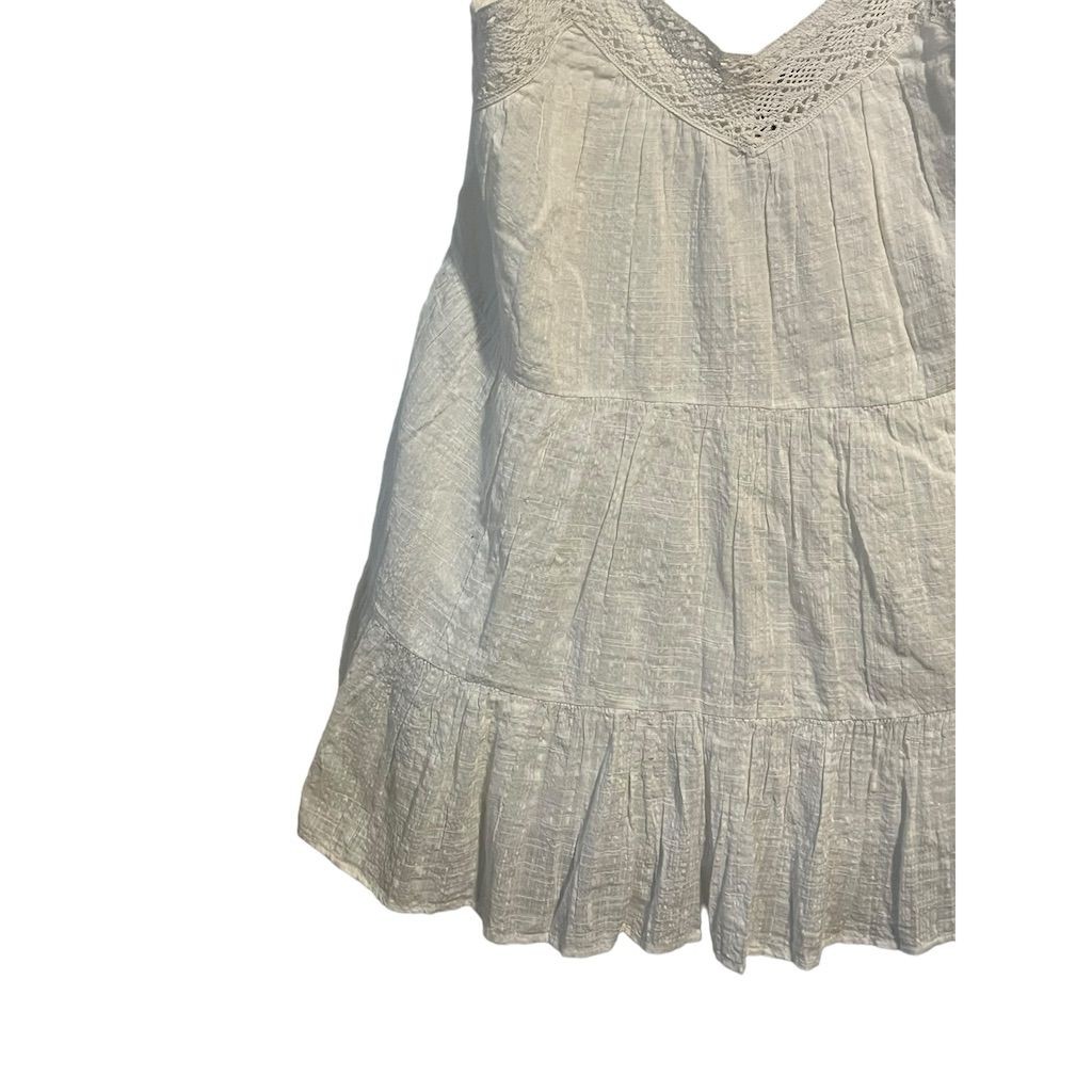 Celina Moon Tiered Spaghetti Strap Mini Dress Womens Size S White Lace Baby Doll