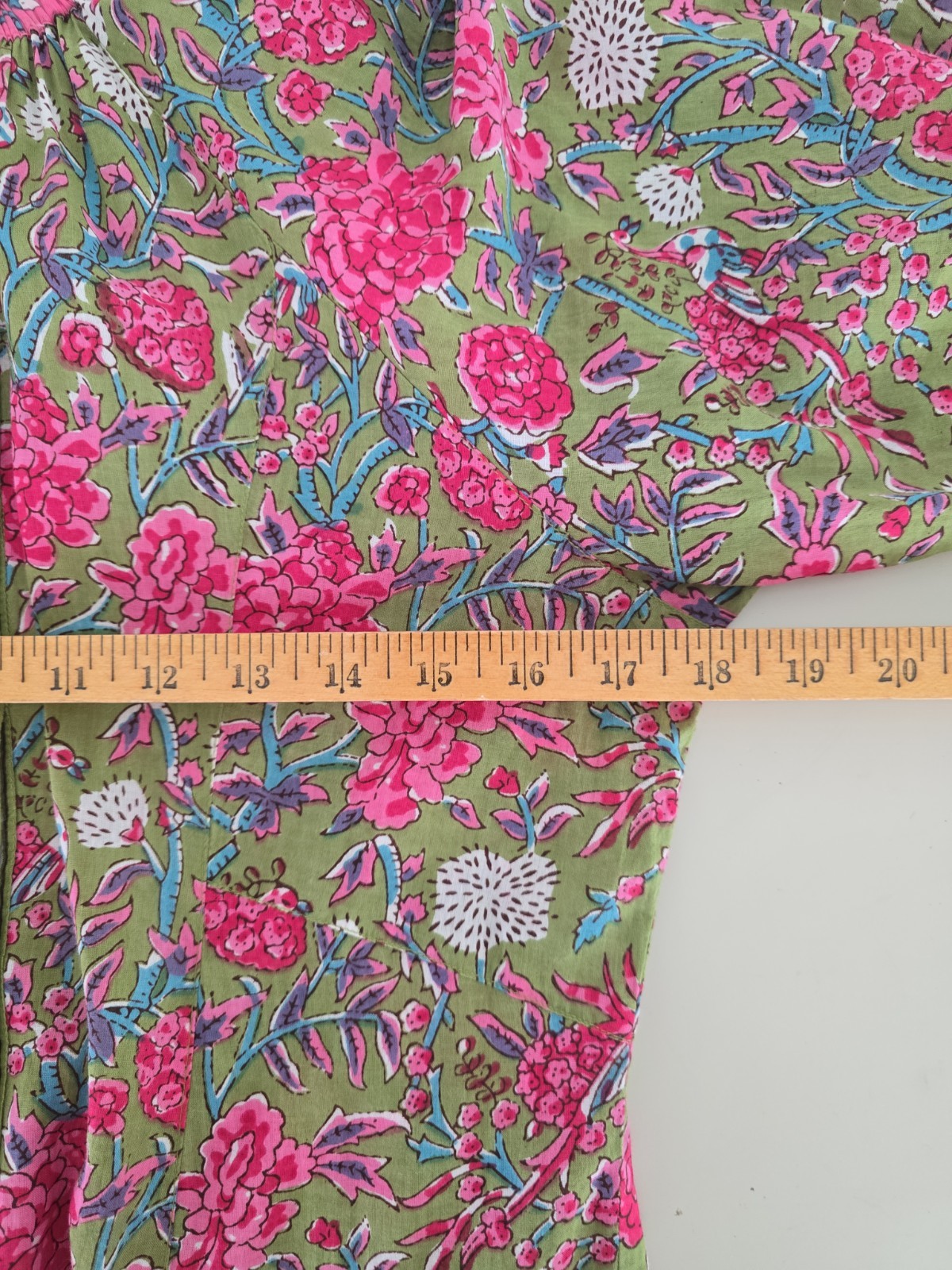 Lola Australia Pacific midi dress pink/green floral button-down XS Cotton
