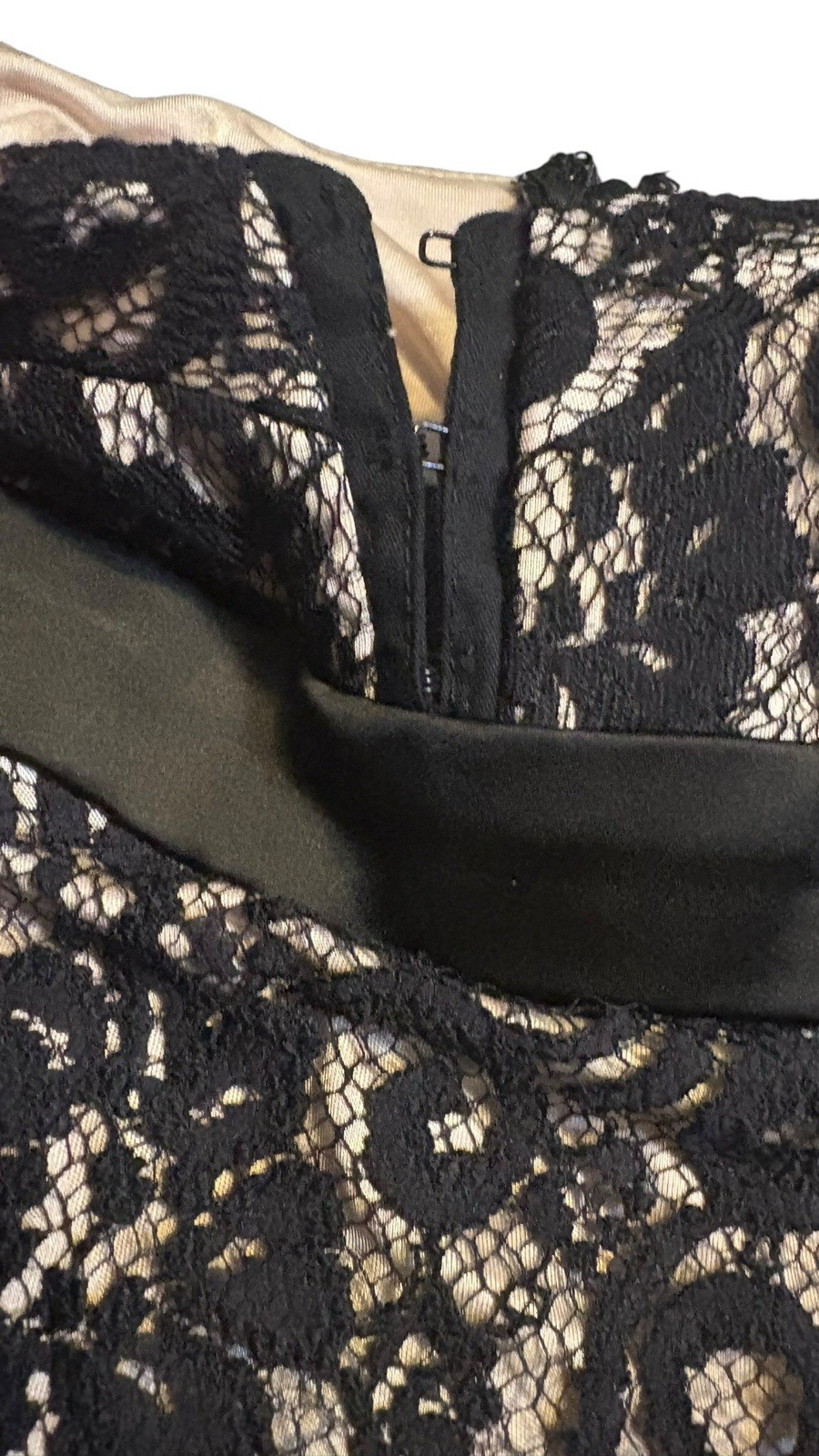 Arden B Y2K Black Lace Nude Bodycon Mini Cocktail Dress Size Large L