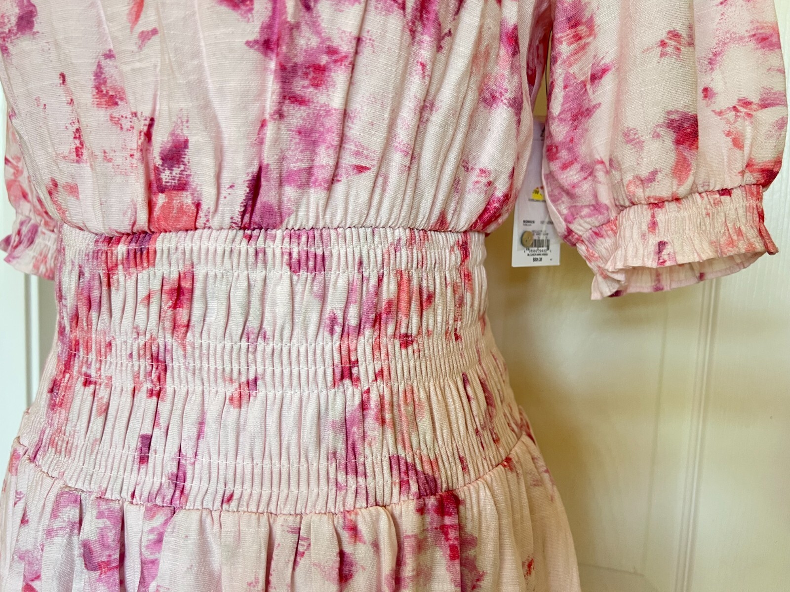 NINE WEST blouson mini dress size M pink