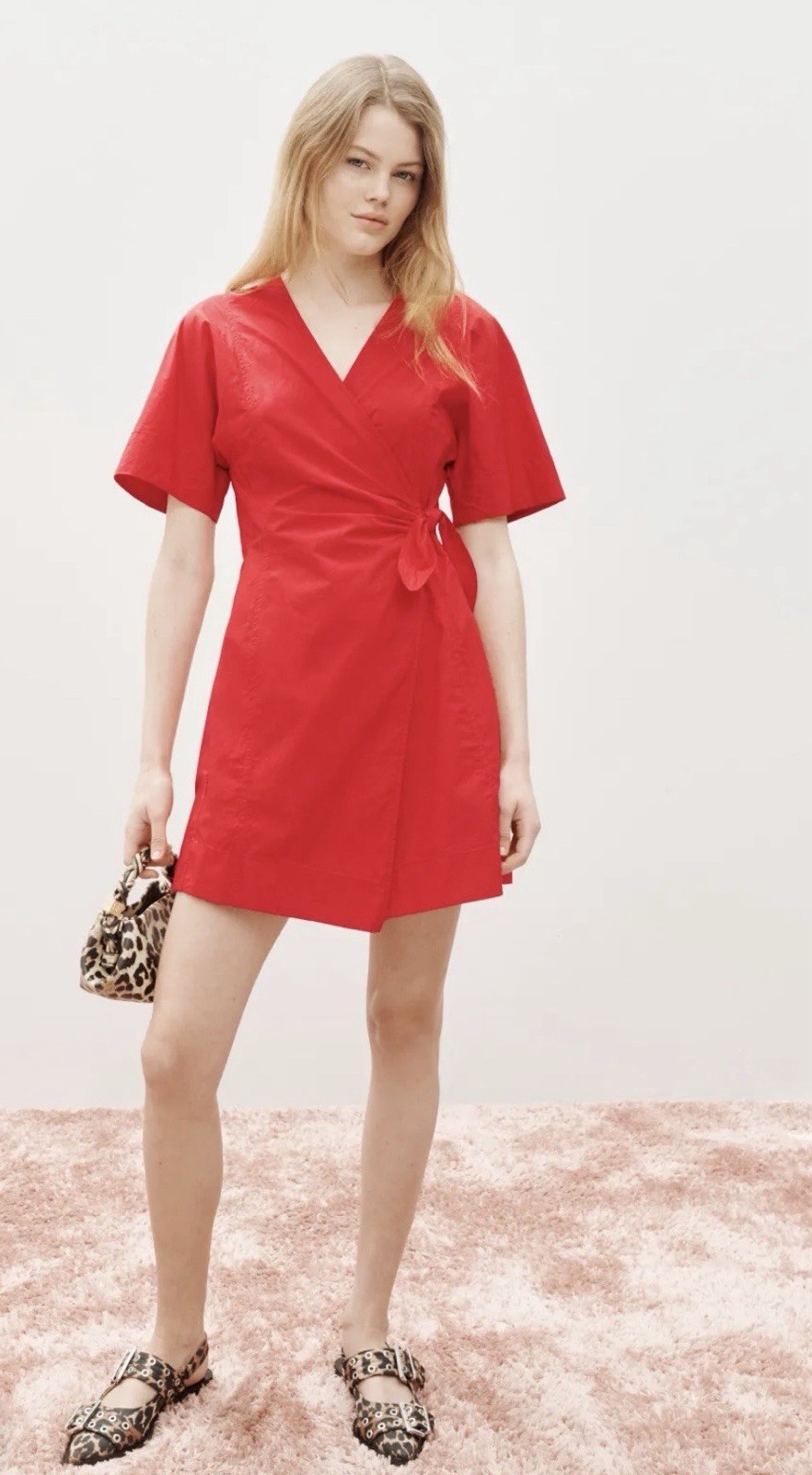 GANNI Red Wrap Dress Size 6 ( EU 38)