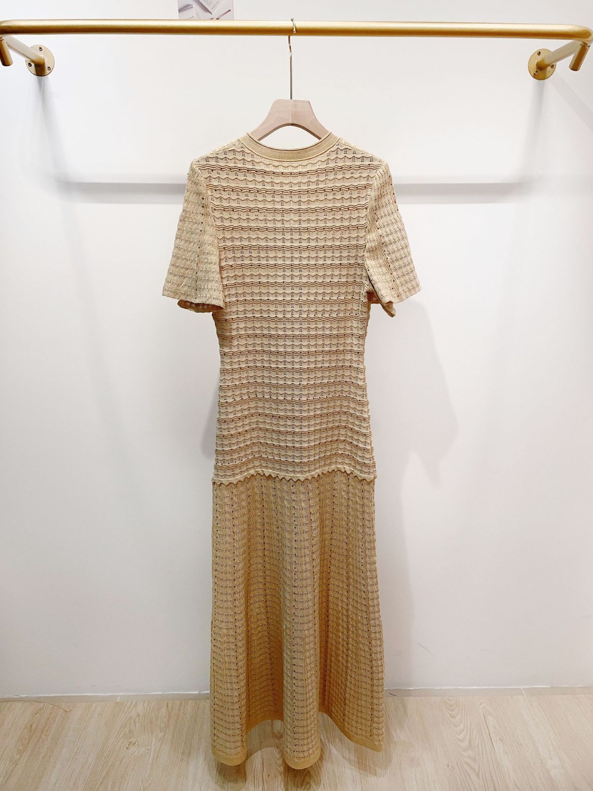 🎁AUTHENTIC Sandro Women Puff Sleeves Round Neck Knit Slim Sweet Long Dress SML