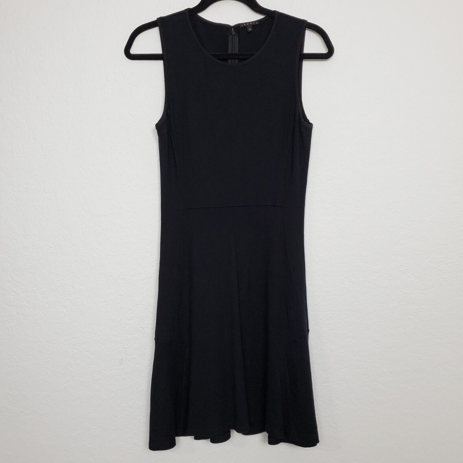 Theory Womens Nkay Classical Dress Size 8 A-Line Fit and Flare Mini Black