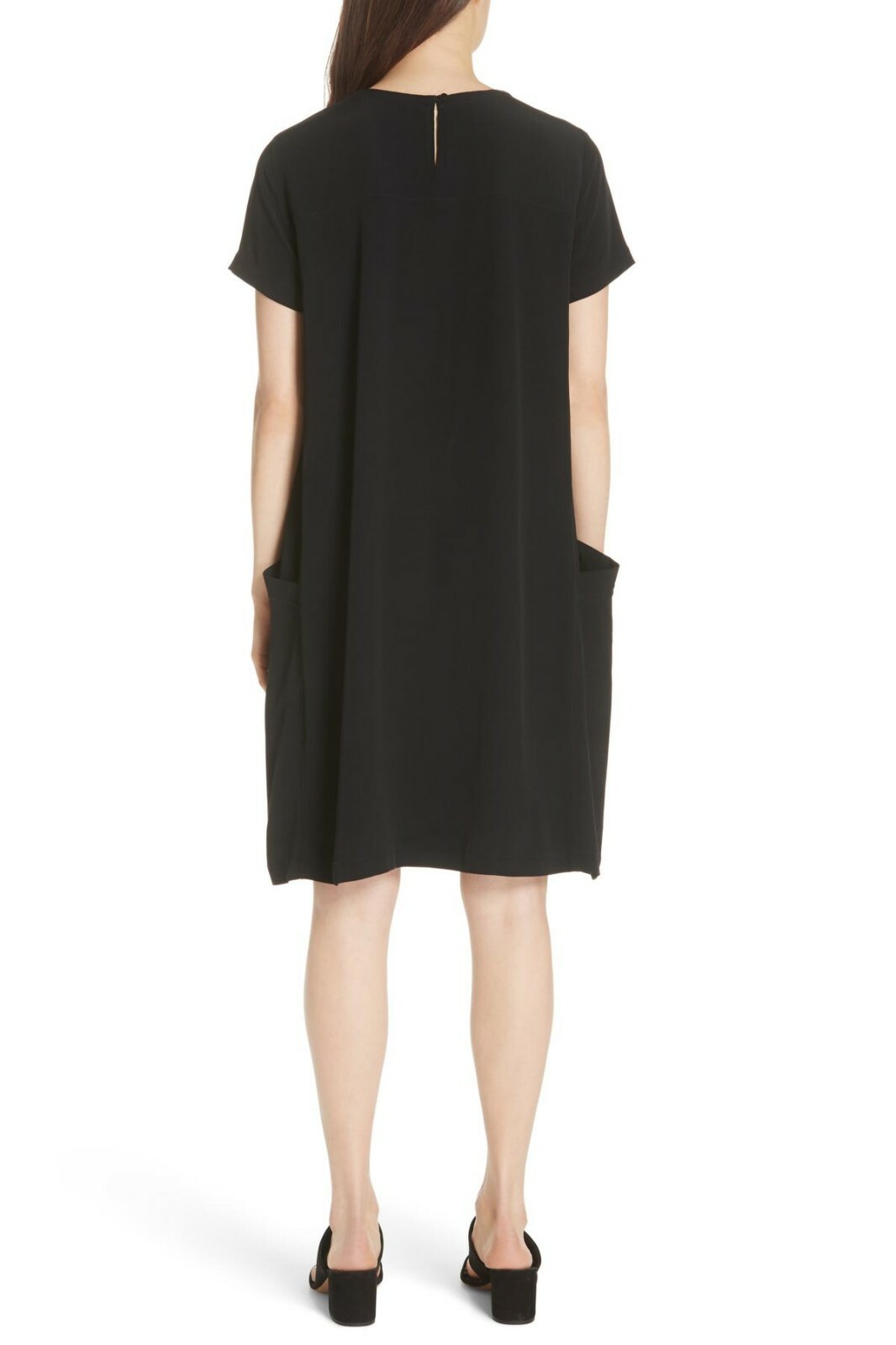 NEW Eileen Fisher Side Pocket Shift Dress in Black – Size XS #D2366