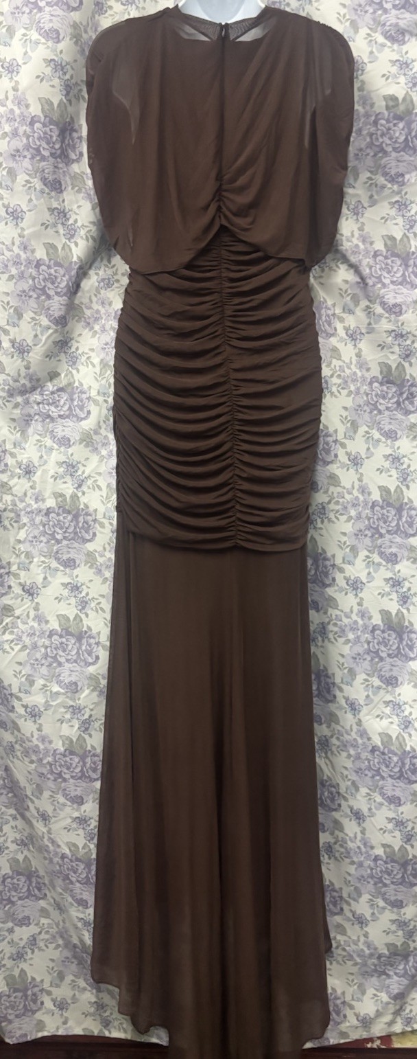 Amanda Uprichard x REVOLVE Evianna Mesh Gown in Brown L 297! (See Description)