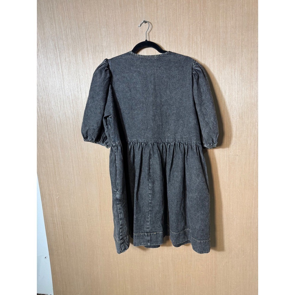 Sofie the Label Denim Puff Sleeve Tie Front Babydoll Dress Women’s Size L