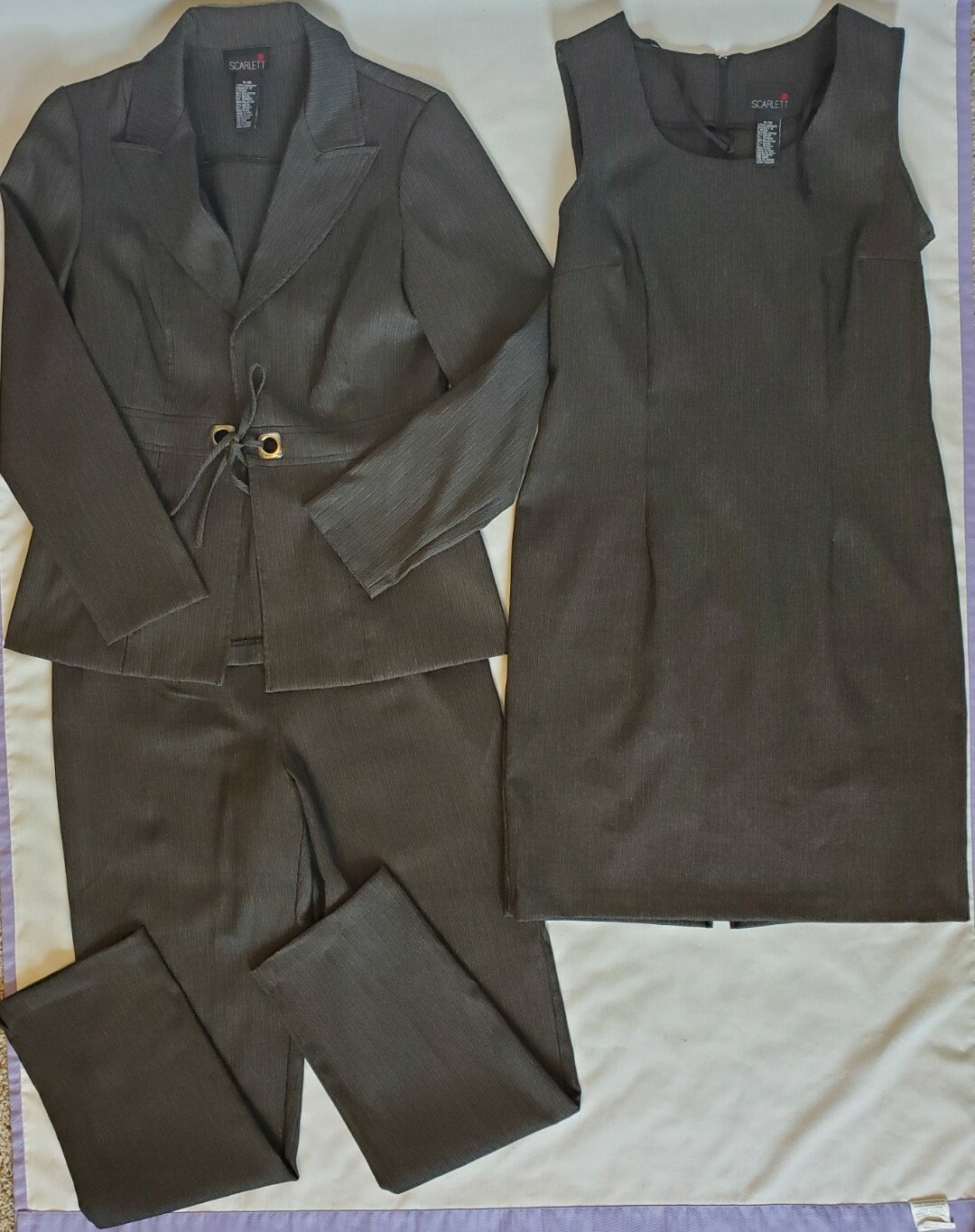 Scarlett Formal Gown 3 Pc Dress, Blazer & Trousers Sz 9/10 Gray