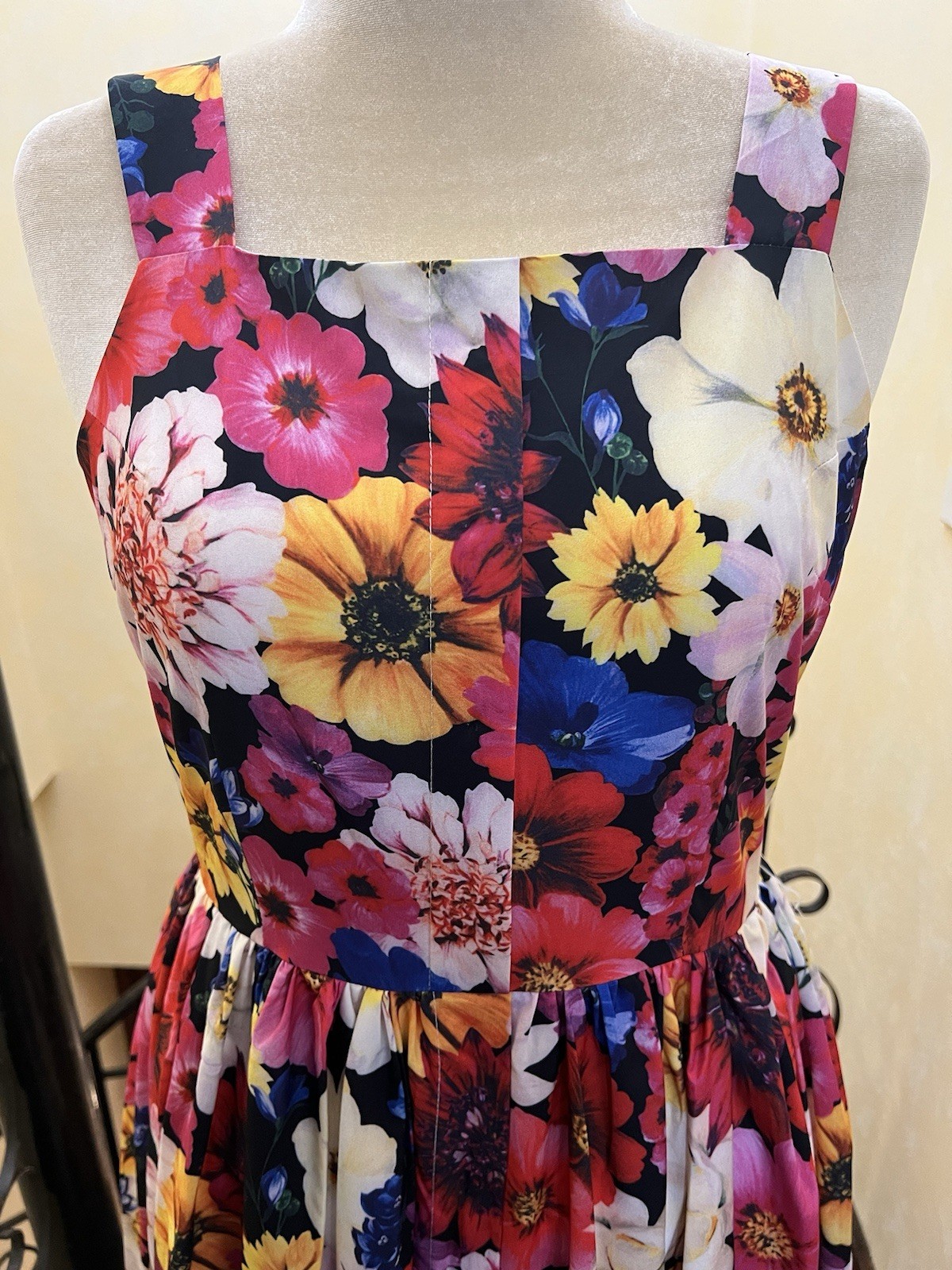 Floral-Print Overall Fit-&-Flare Midi Sundress designer inspired