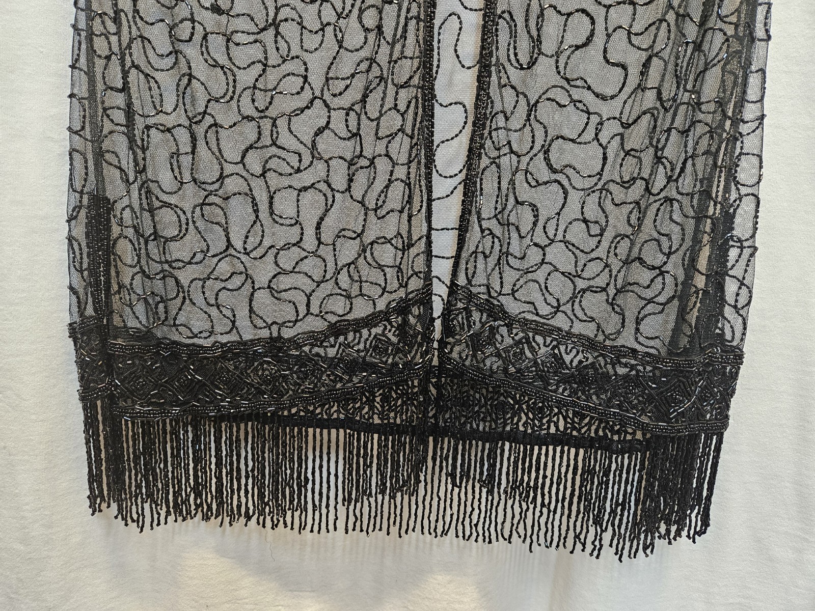 Sheer BLACK Beaded Long over Dress see Measurements bust 40″ NEW LENGH 48″