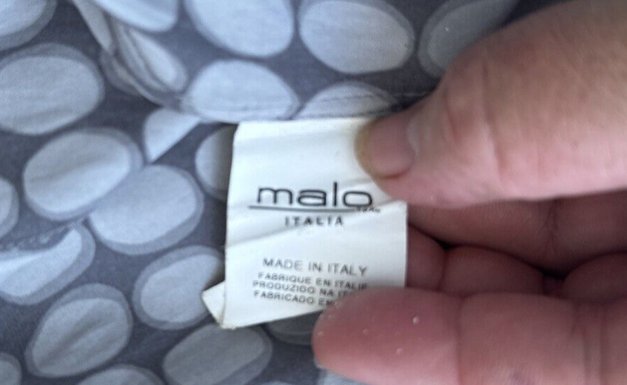 MALO GRAYS SILK PRINT BUTTON FRONT 3/4 SLEEVES CASUAL DRESS Sz 40 MADE IN ITALY