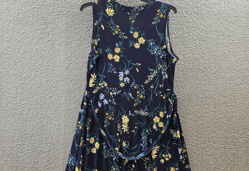 Sam & Jess Printed V-Neck Tie-Waist Midi Dress Women’s XL Navy Multi Pullover