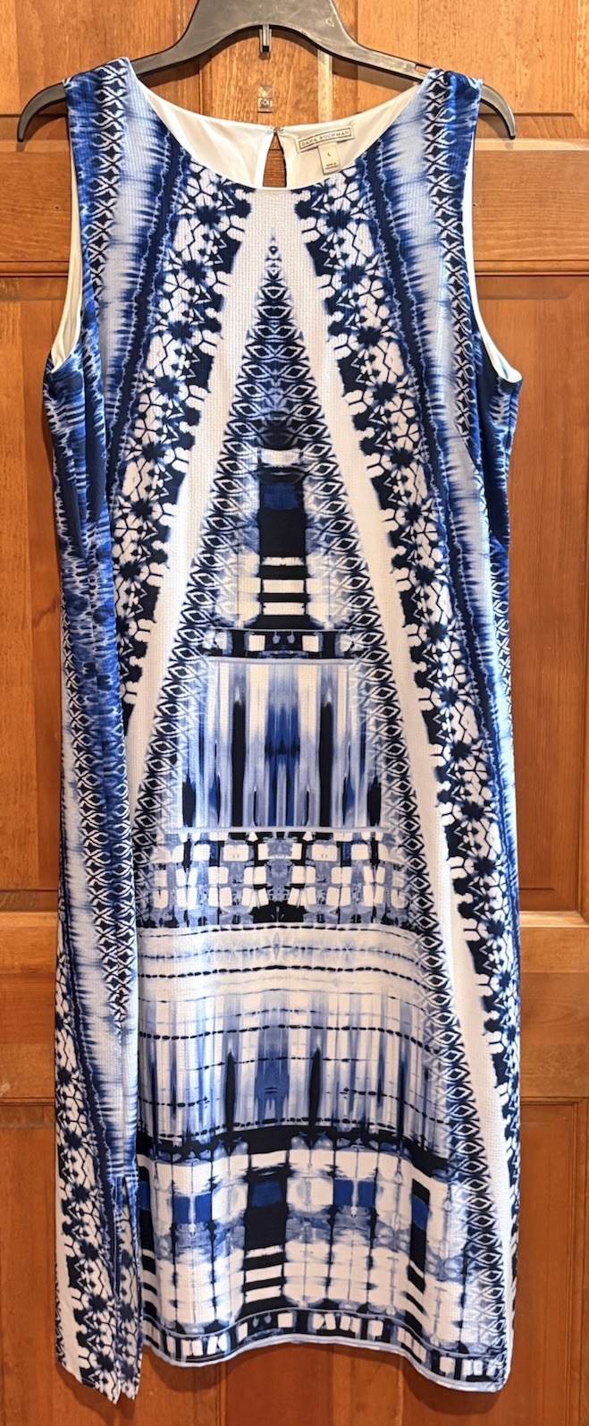 Dana Buchman Women’s Sleeveless Lined Dress Blue & White Size L Spring Summer