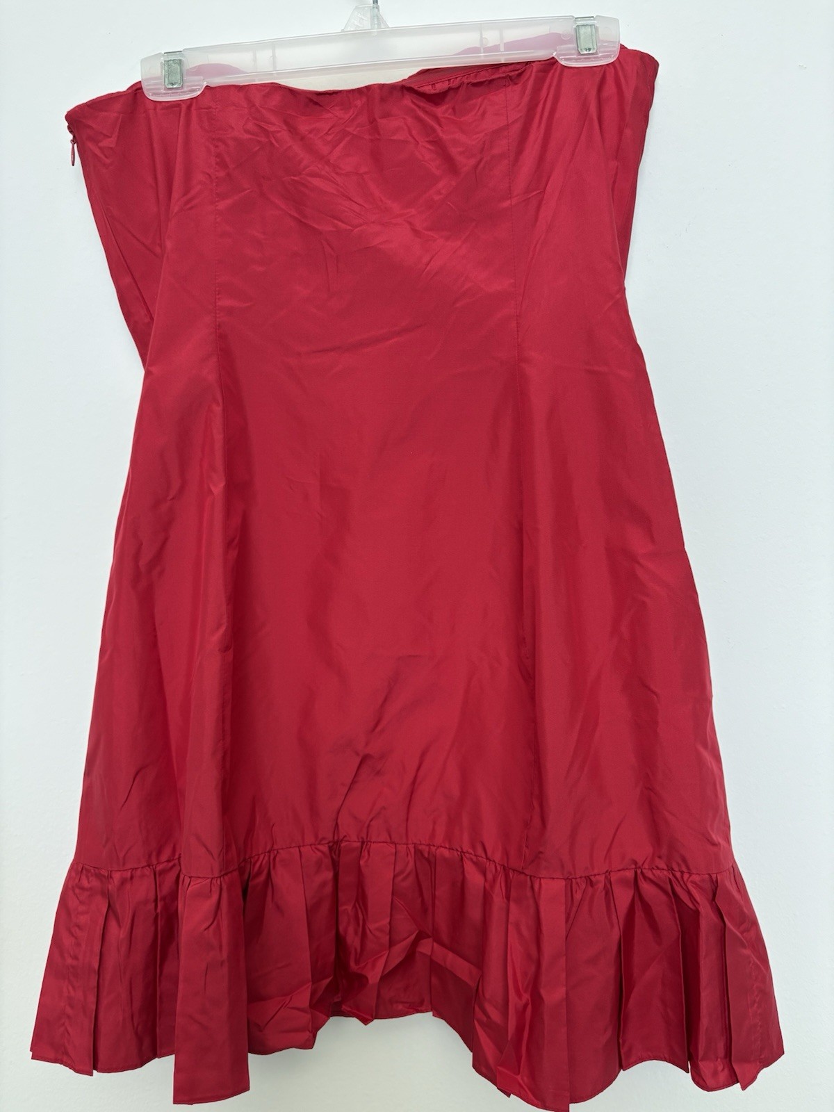 A/X Armani Exchange 💯% Silk Ruby Red Strapless Mini Ruffle Skirt Size 8 Sku180