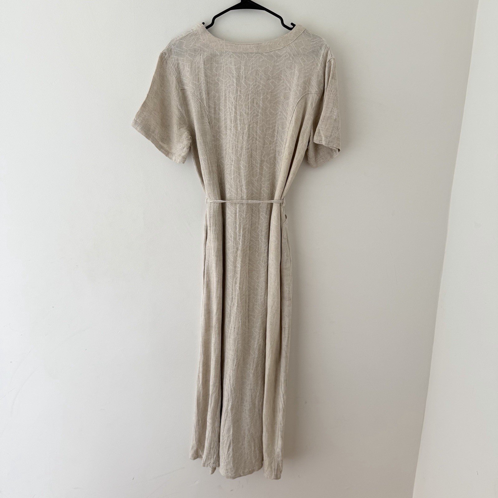 Sacred Threads Maxi Dress L Patchwork Lagenlook Boho Artsy Neutral Pocket NWT