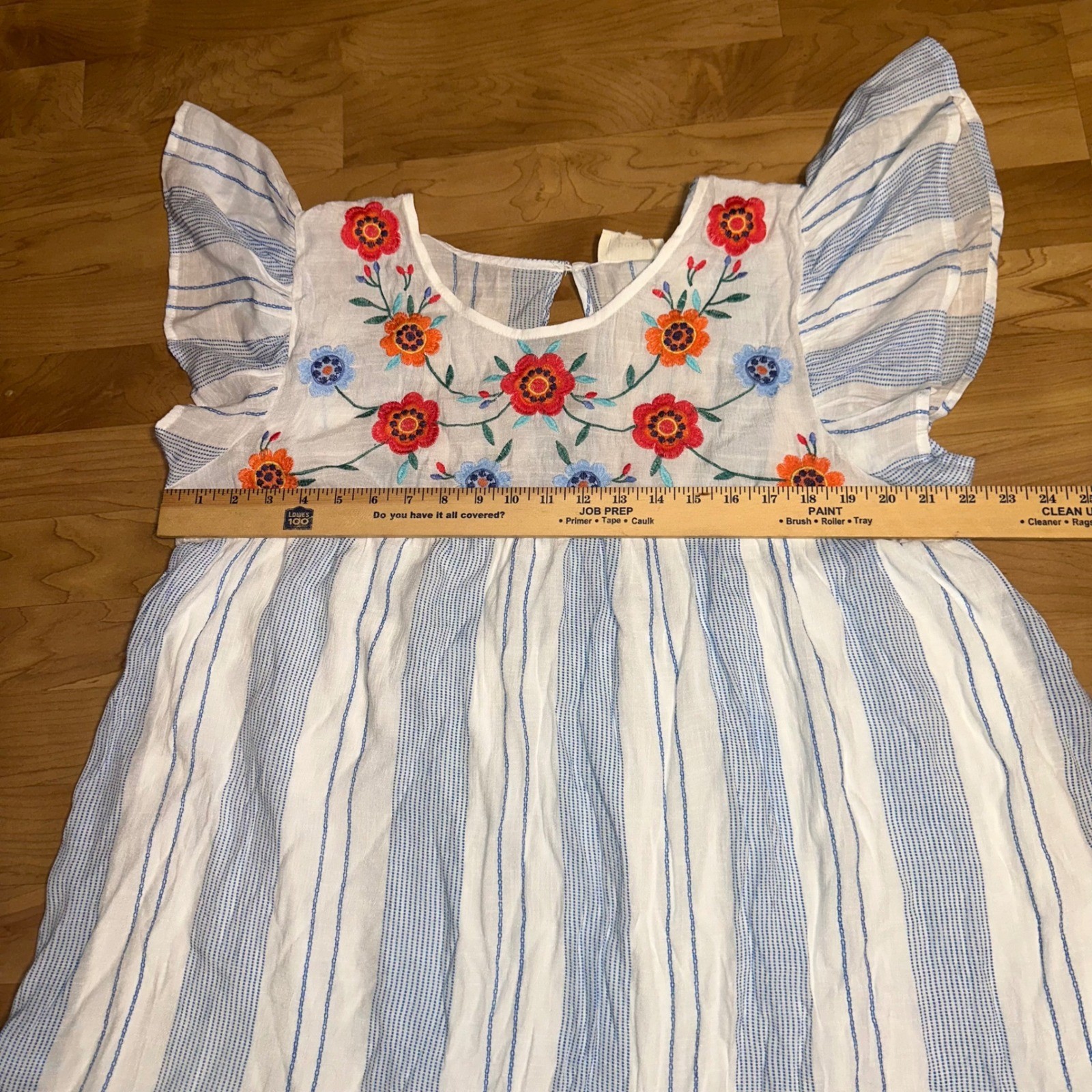 Perch by Blu Pepper Embroidered Striped Tiered Ruffle Sleeve Dress 3XL