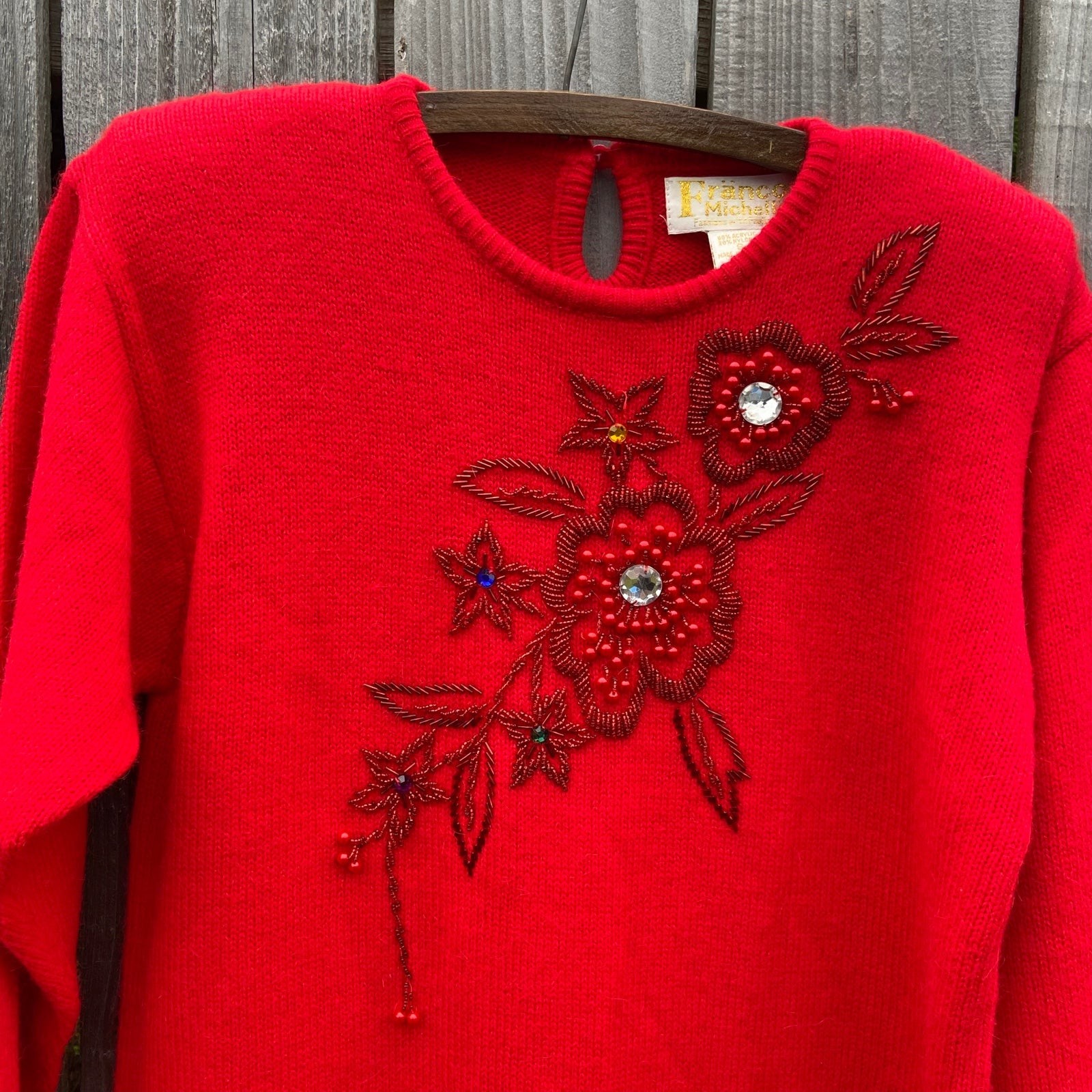 Vintage 70s Fränco Michellë Beaded Acrylic Sweater Dress
