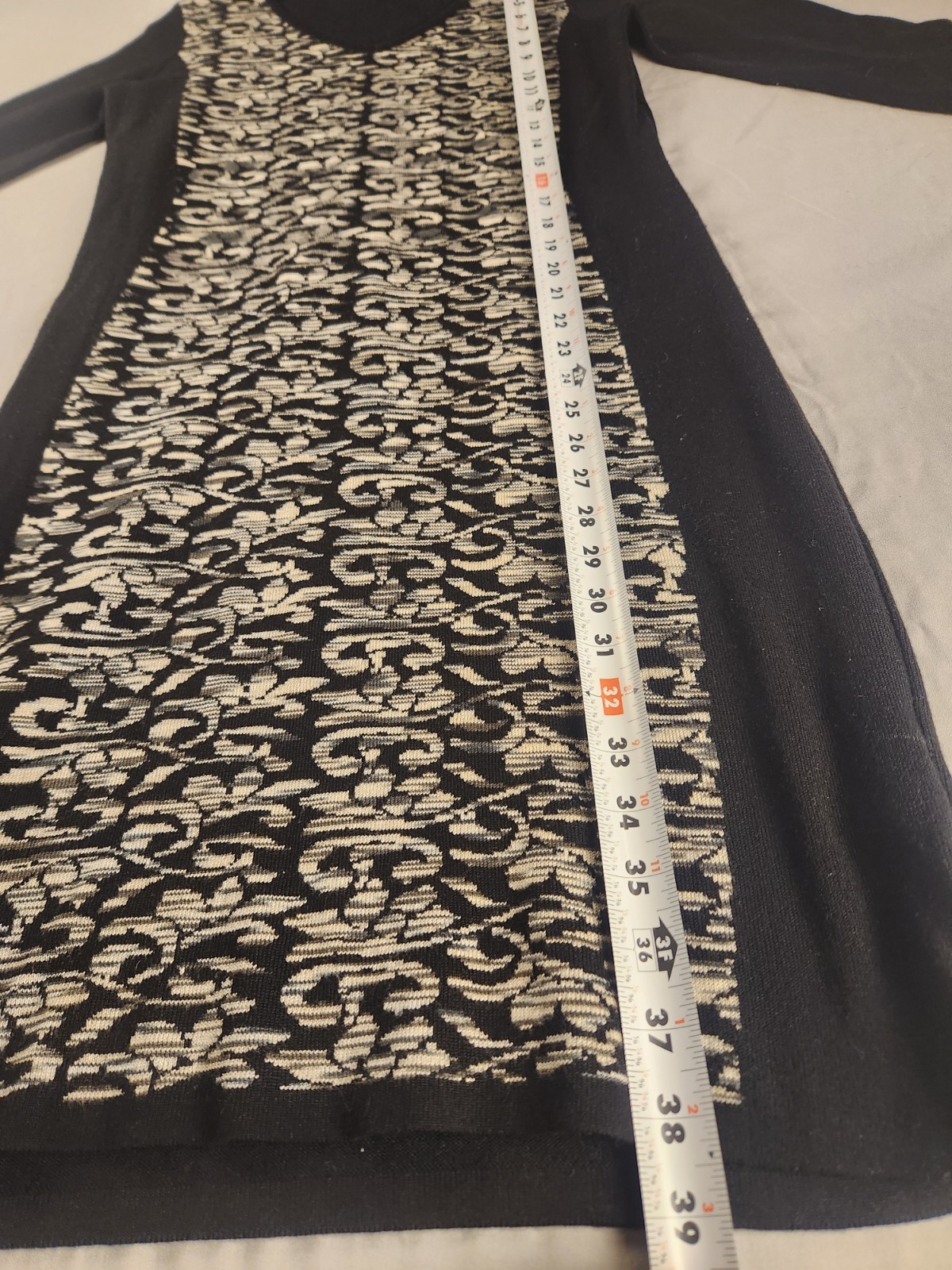 AB Studio Black & Beige Patterned Sweater Dress Women’s Size M