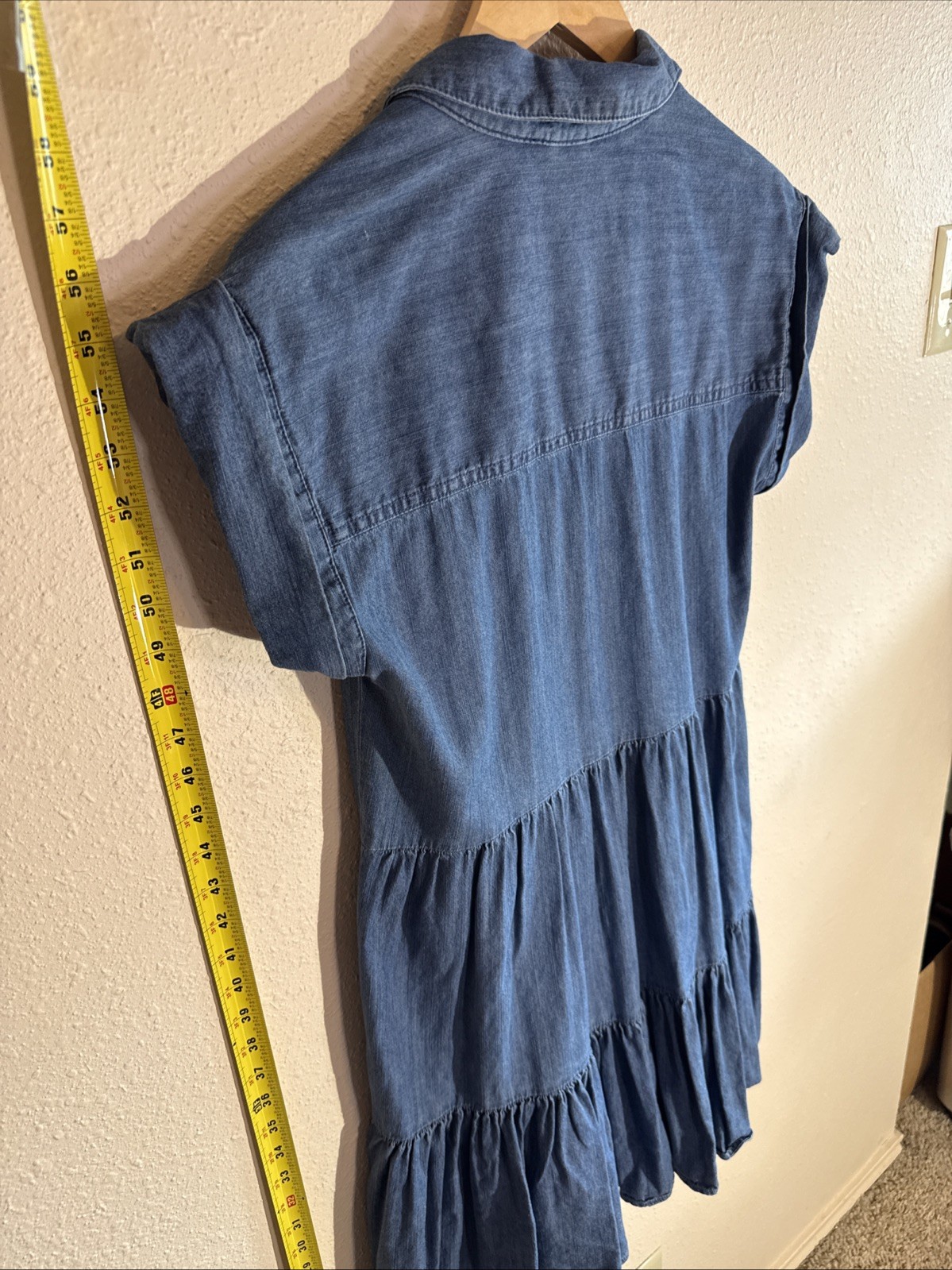 Tommy Hilfiger Babydoll Size 2 Layered Jean ButtonUp Cotton Blend SS Dress Beach
