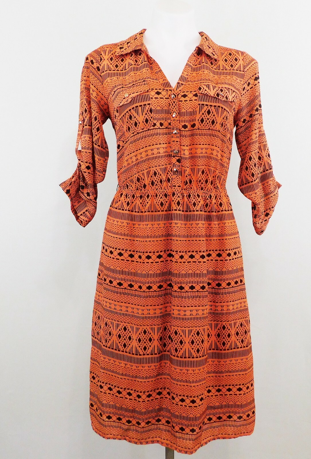 Candalite Women Dress, Size L, Peach/Black, 100% Polyester