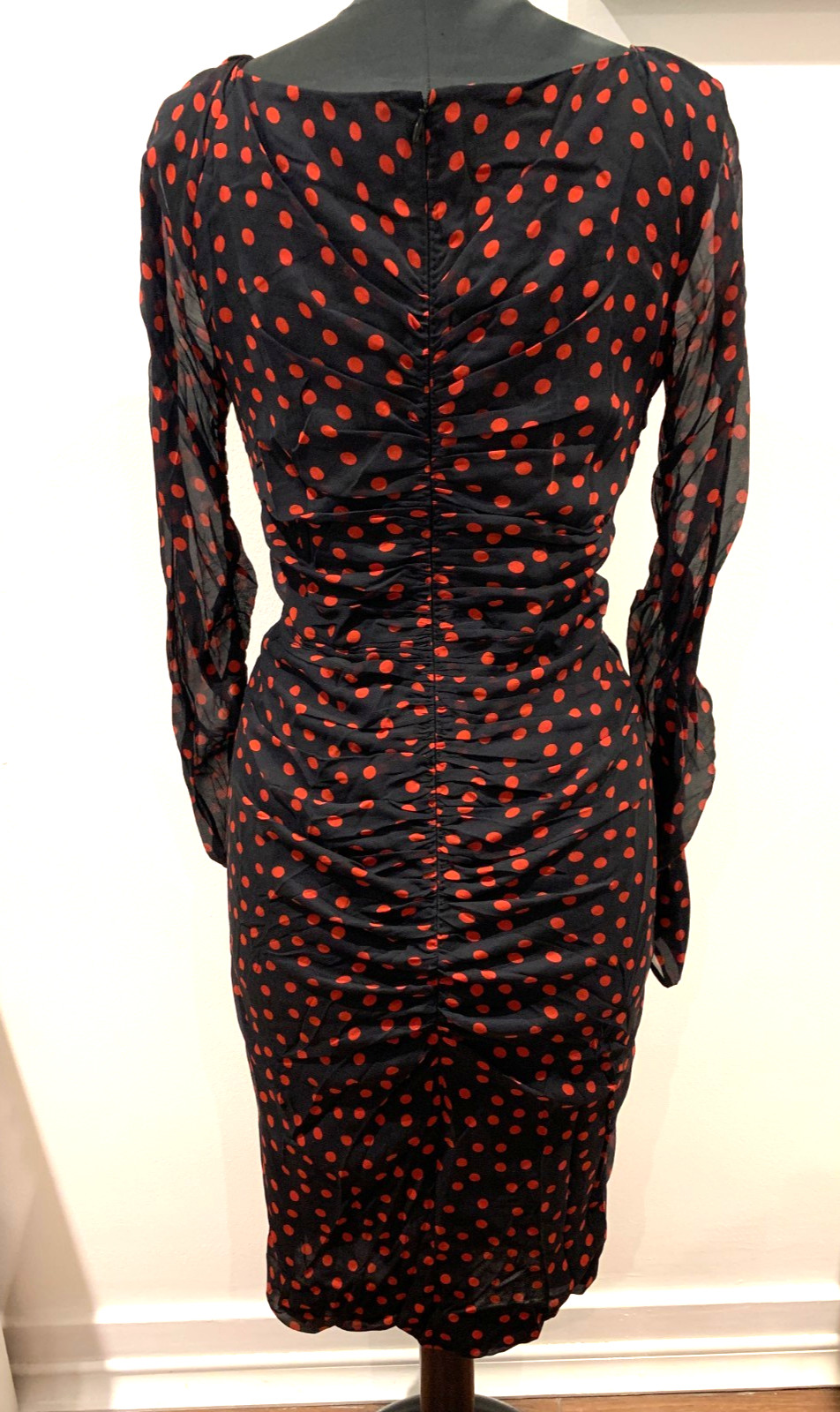Dolce and Gabbana D&G black polka dot silk chiffon dress IT46 UK12 US8 EU38