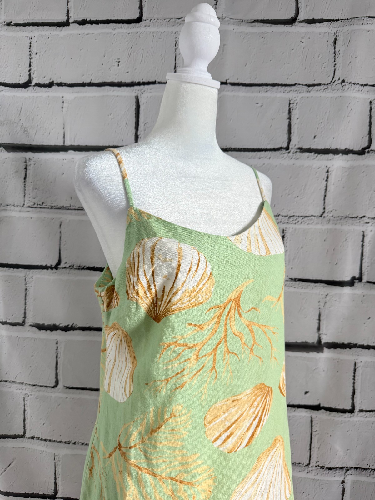 NWT Moon River Shell Print Cotton Blend Maxi Dress M Beach Resort