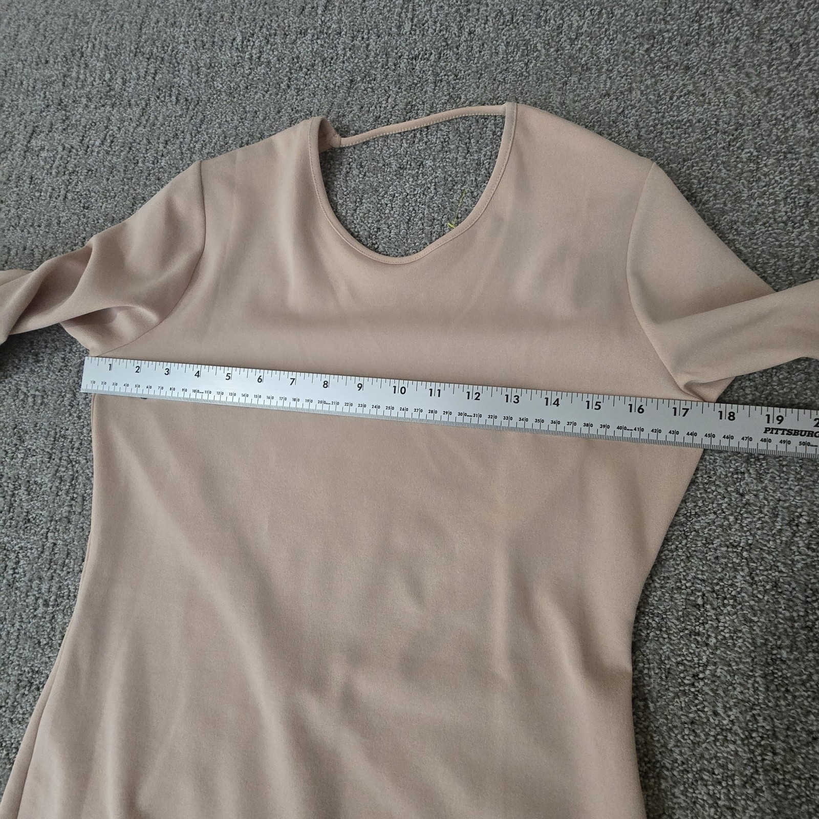 ZARA Nude Open Back Fitted Stretch Midi Dress NWT Womens L